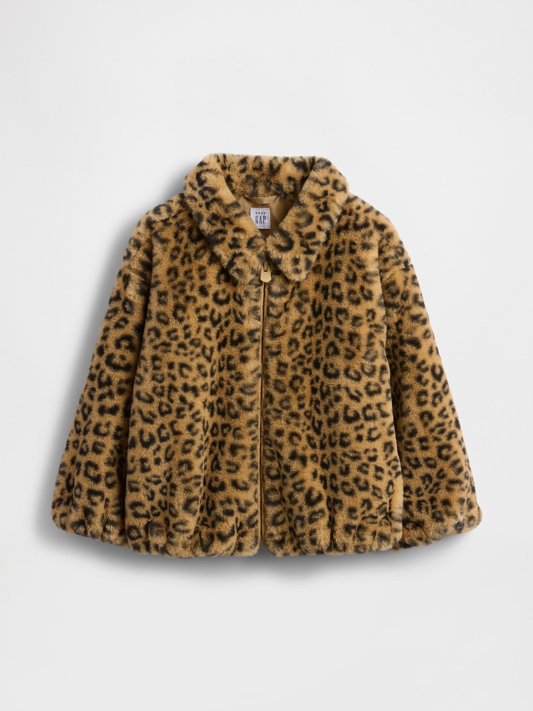 Brown Leopard Print Faux Fur Zip Jacket (6mths-5yrs) - Image 4 of 5