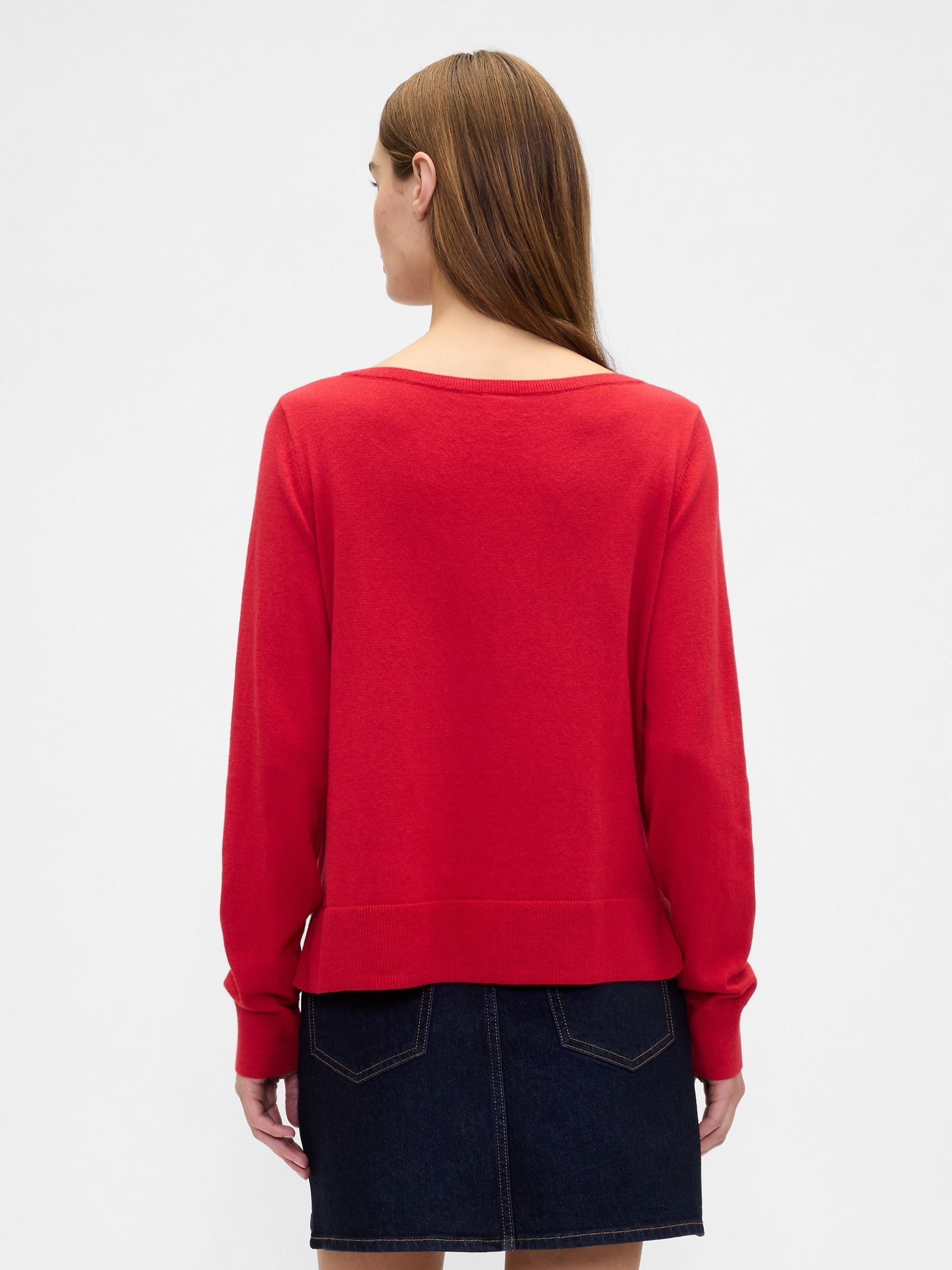 Red Bella Boat Neck Jumper - Image 2 of 5