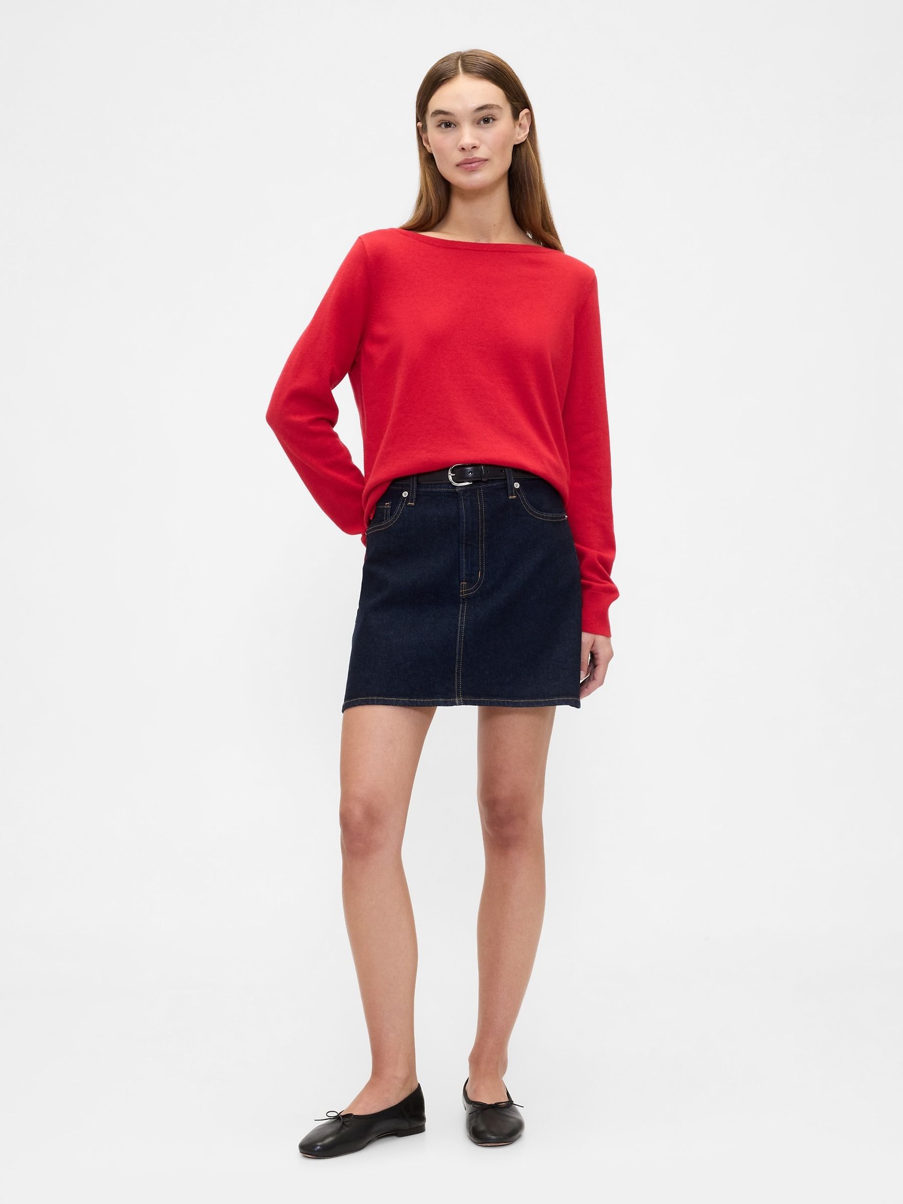Red Bella Boat Neck Jumper - Image 3 of 5