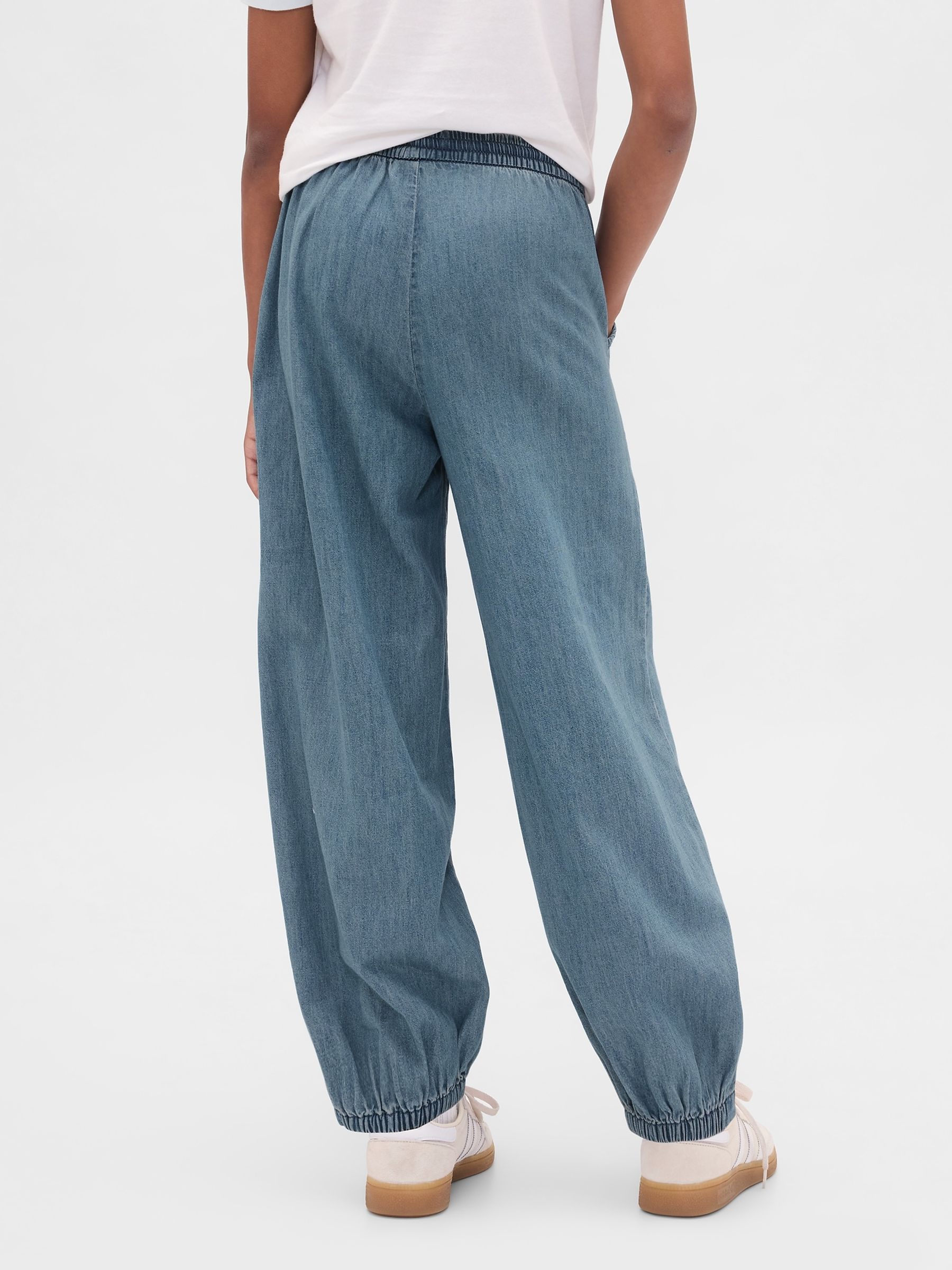 Blue High Waisted Denim Baggy Joggers (4-13yrs) - Image 2 of 5
