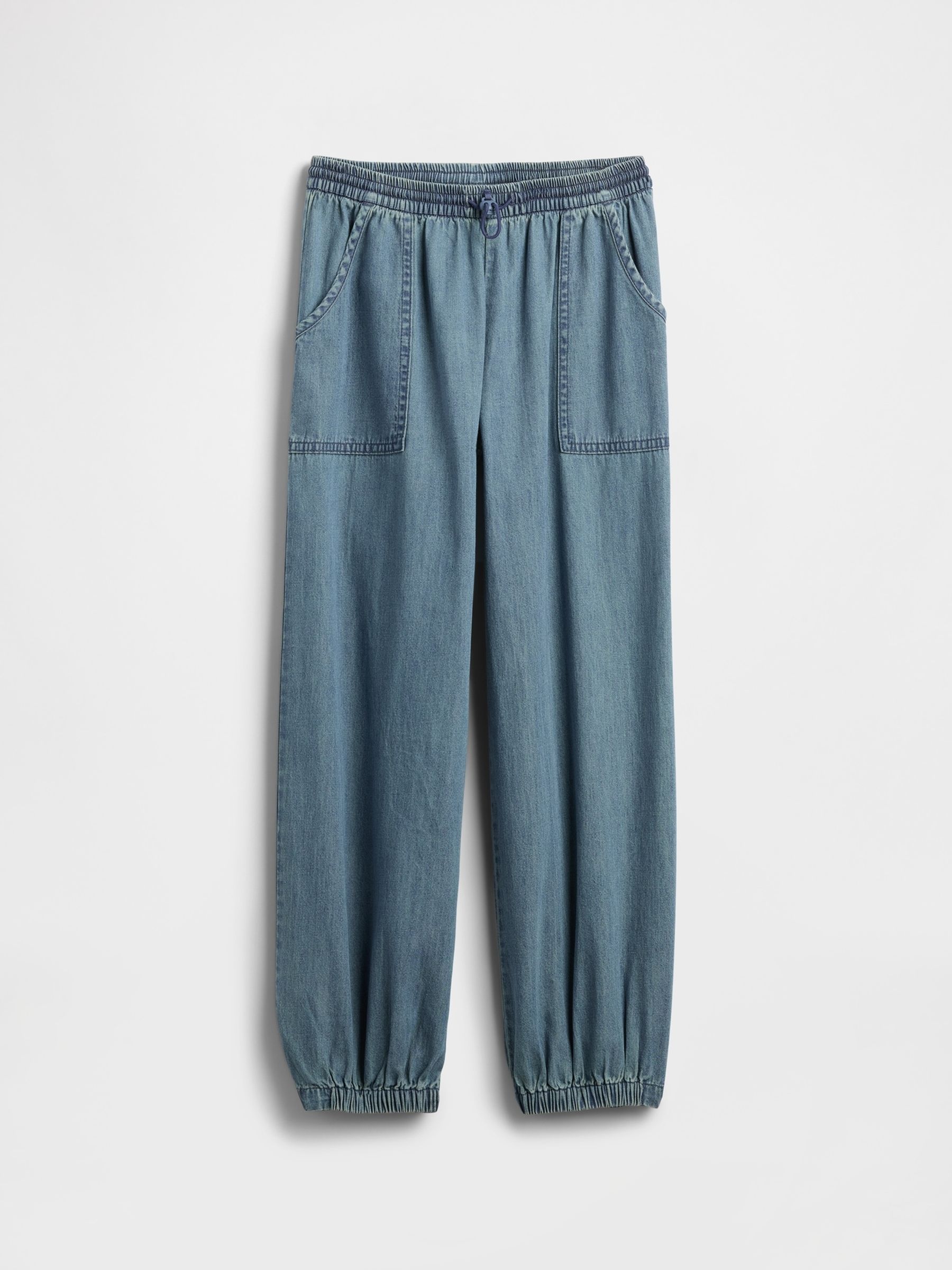 Blue High Waisted Denim Baggy Joggers (4-13yrs) - Image 5 of 5