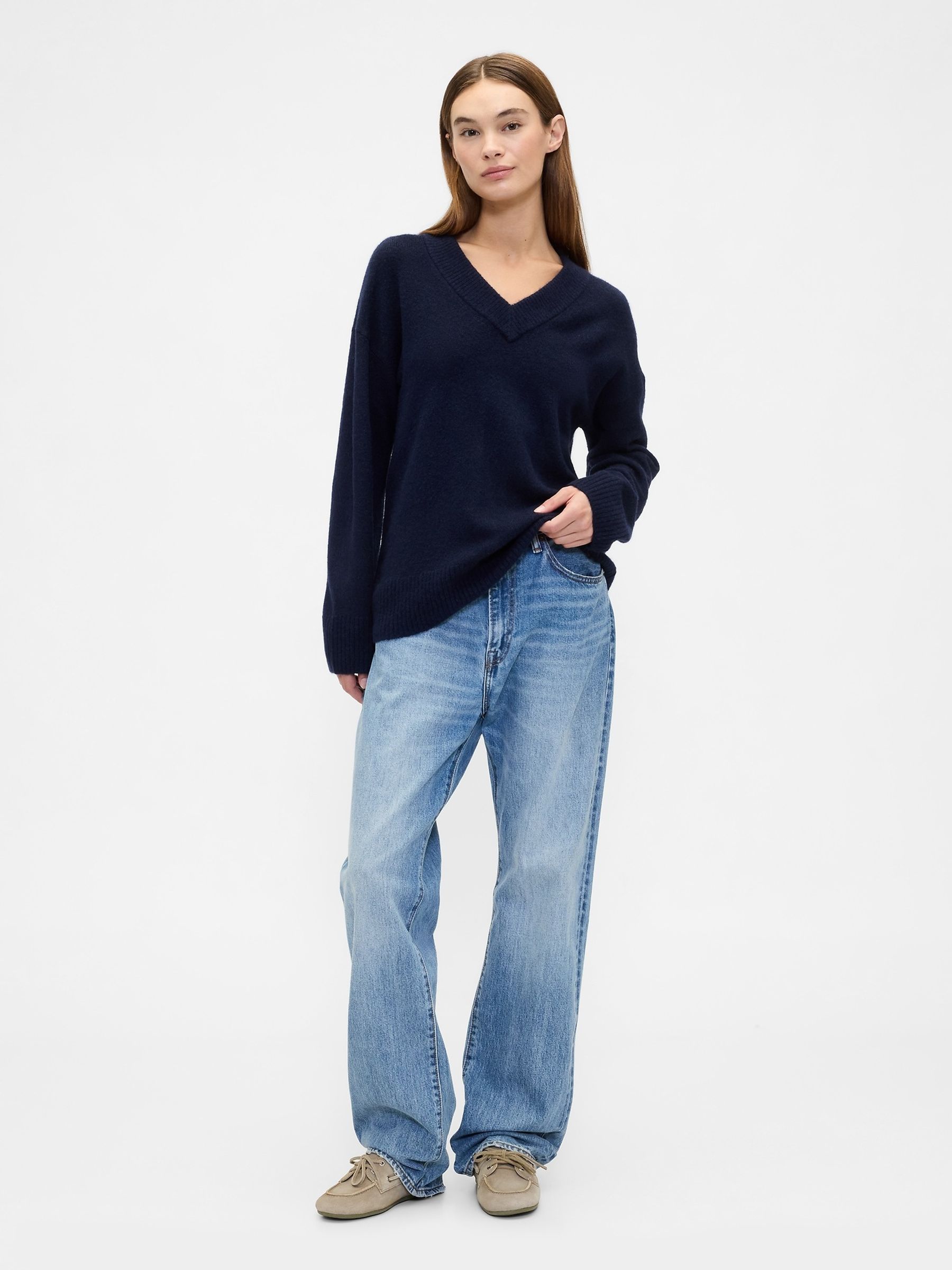 Blue V-Neck Sweatshirt - Image 3 of 5