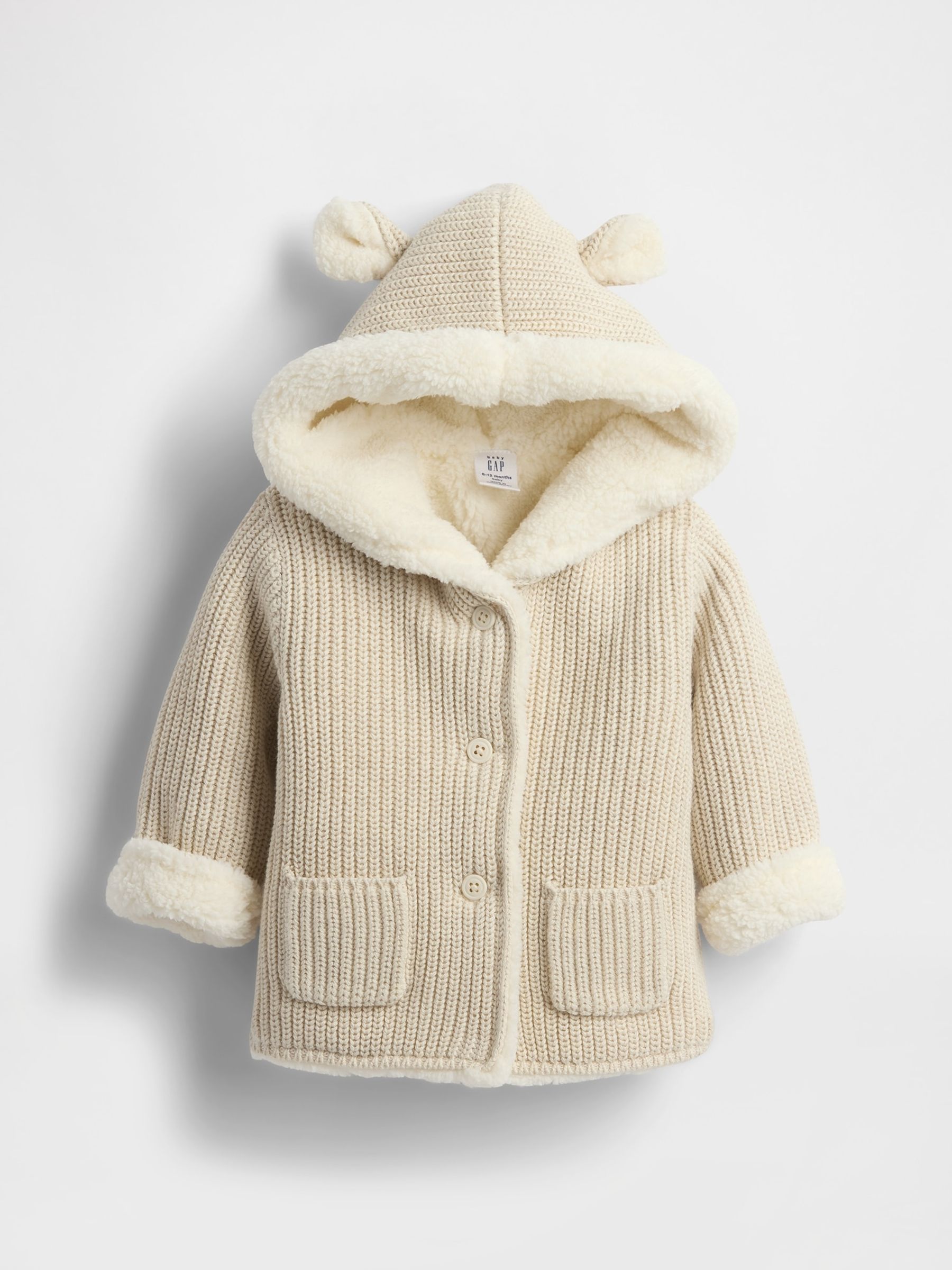 Cream Sherpa-Lined Cardigan (Newborn-24mths) - Image 1 of 3