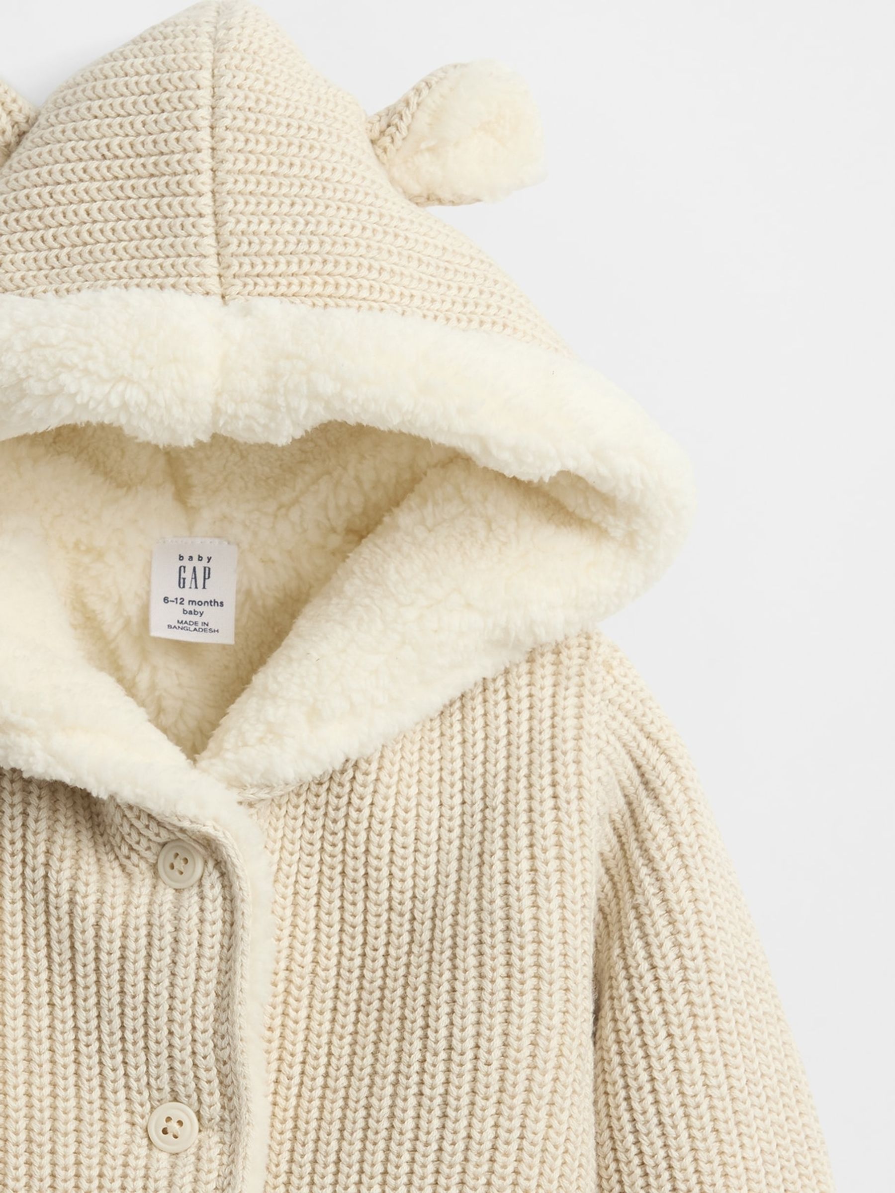 Cream Sherpa-Lined Cardigan (Newborn-24mths) - Image 3 of 3