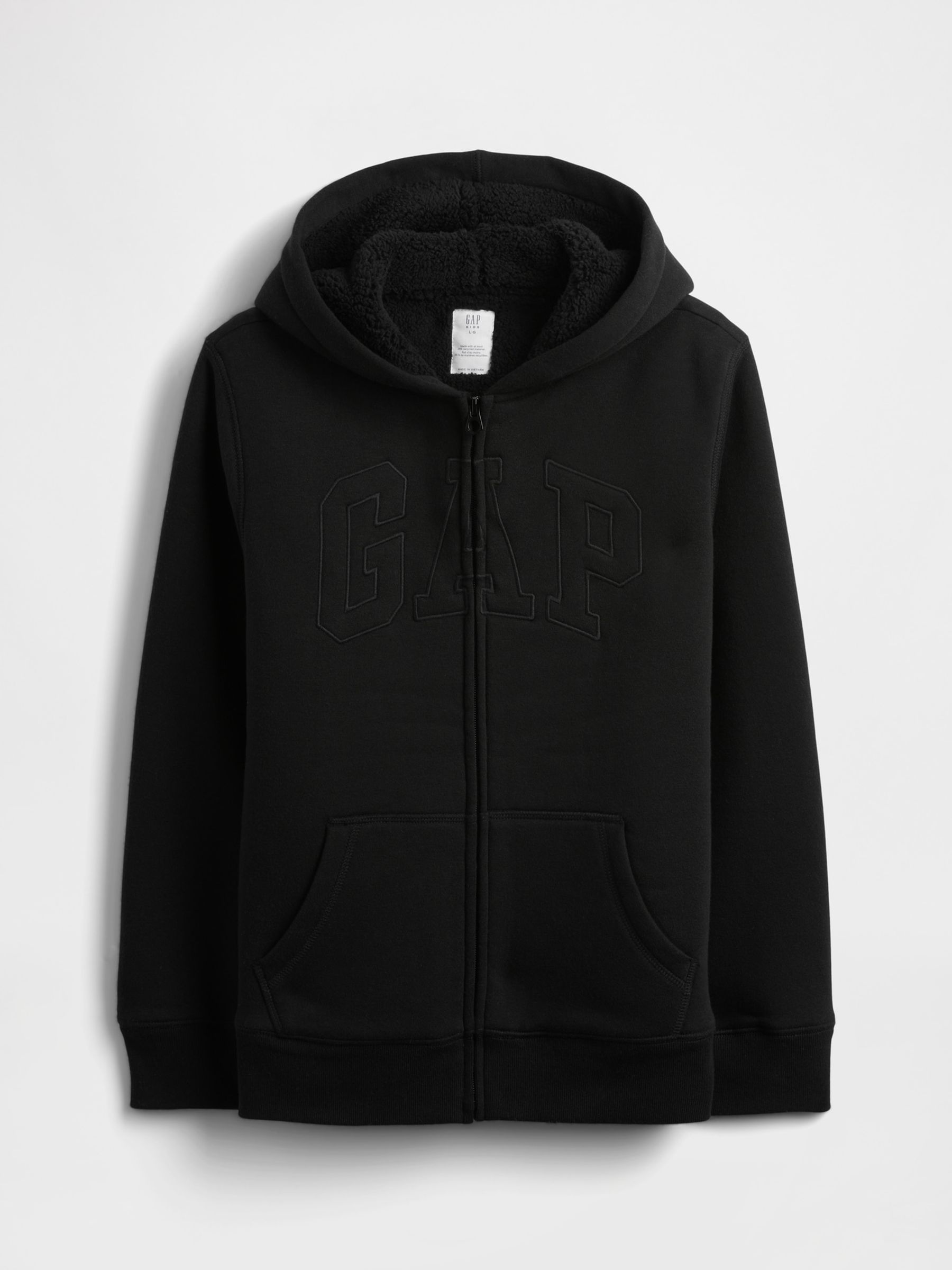 Black Logo Sherpa-Lined Zip Hoodie - Image 1 of 3