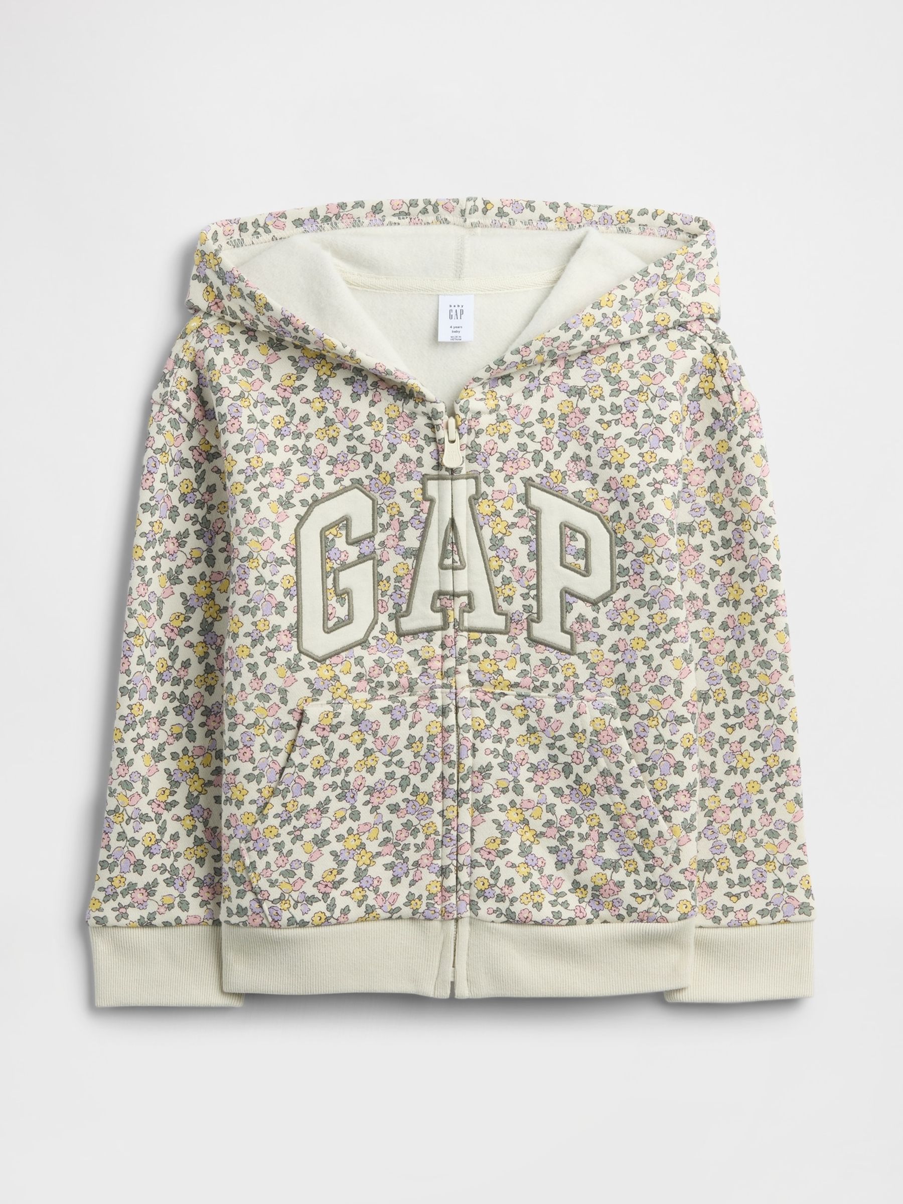 Green Floral Logo Zip Hoodie (6mths-5yrs) - Image 1 of 3