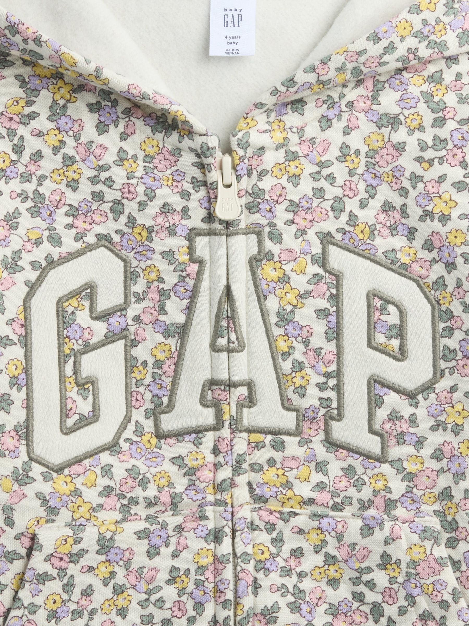 Green Floral Logo Zip Hoodie (6mths-5yrs) - Image 3 of 3