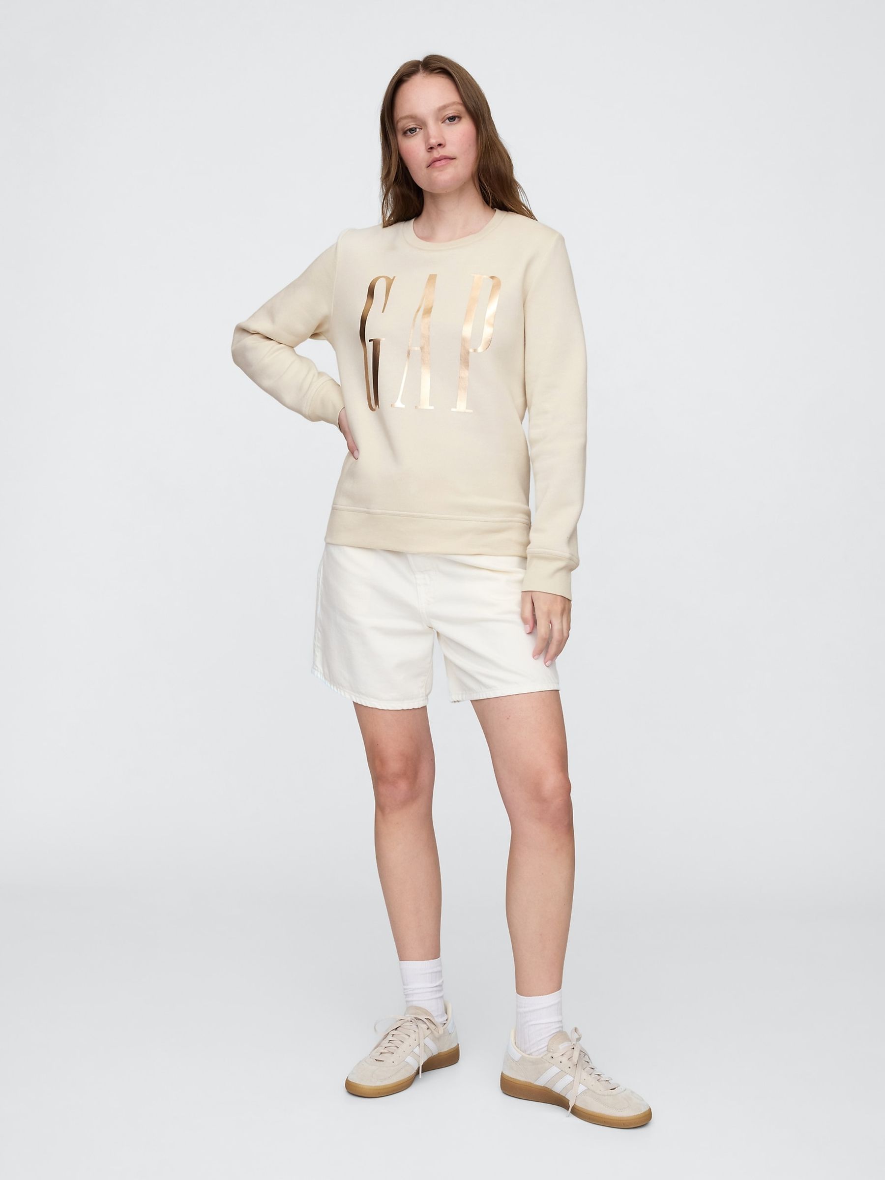 Cream Relaxed Logo Crew Neck Jumper - Image 4 of 5