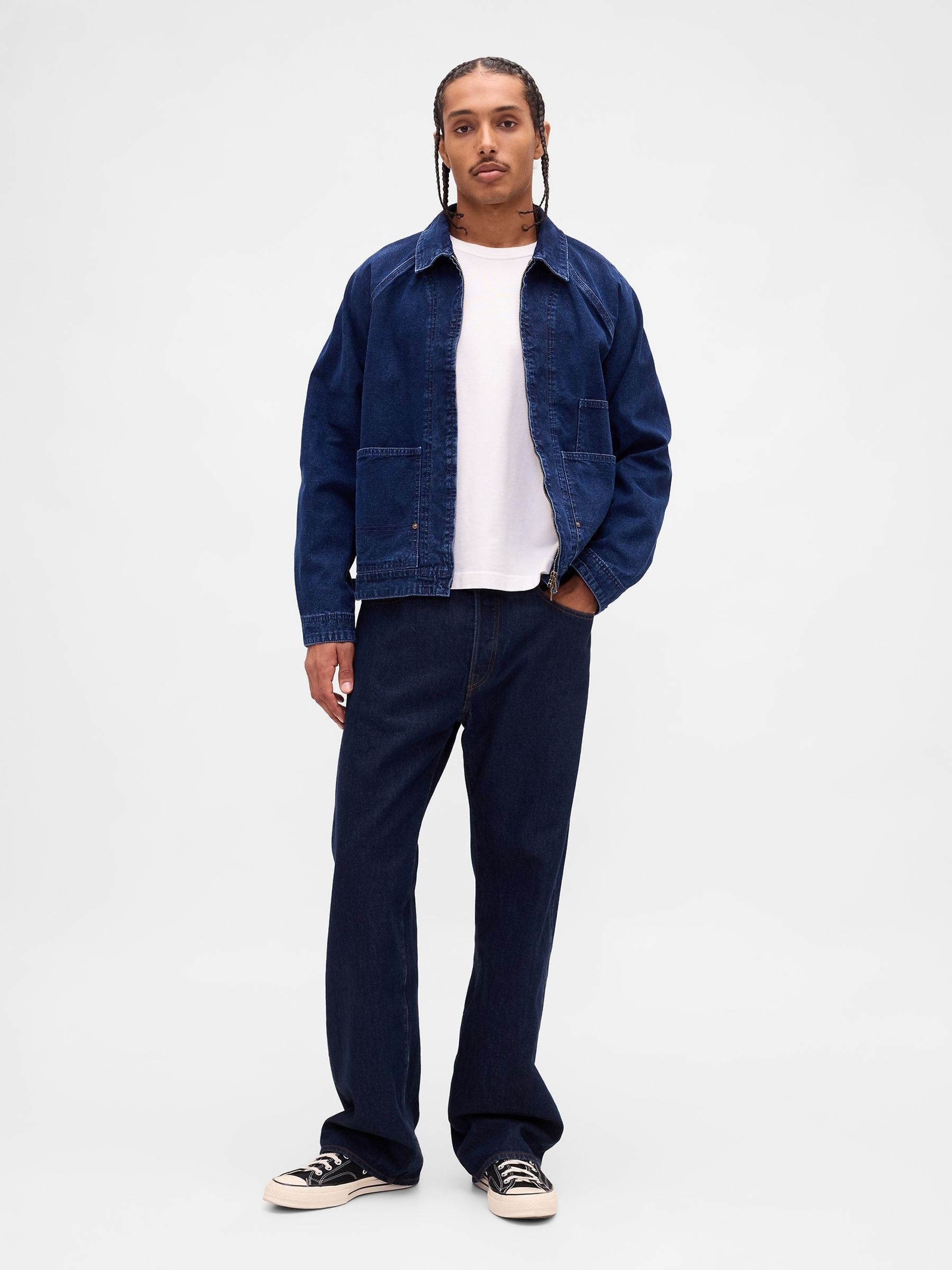 Blue Denim Zip Chore Jacket - Image 1 of 3