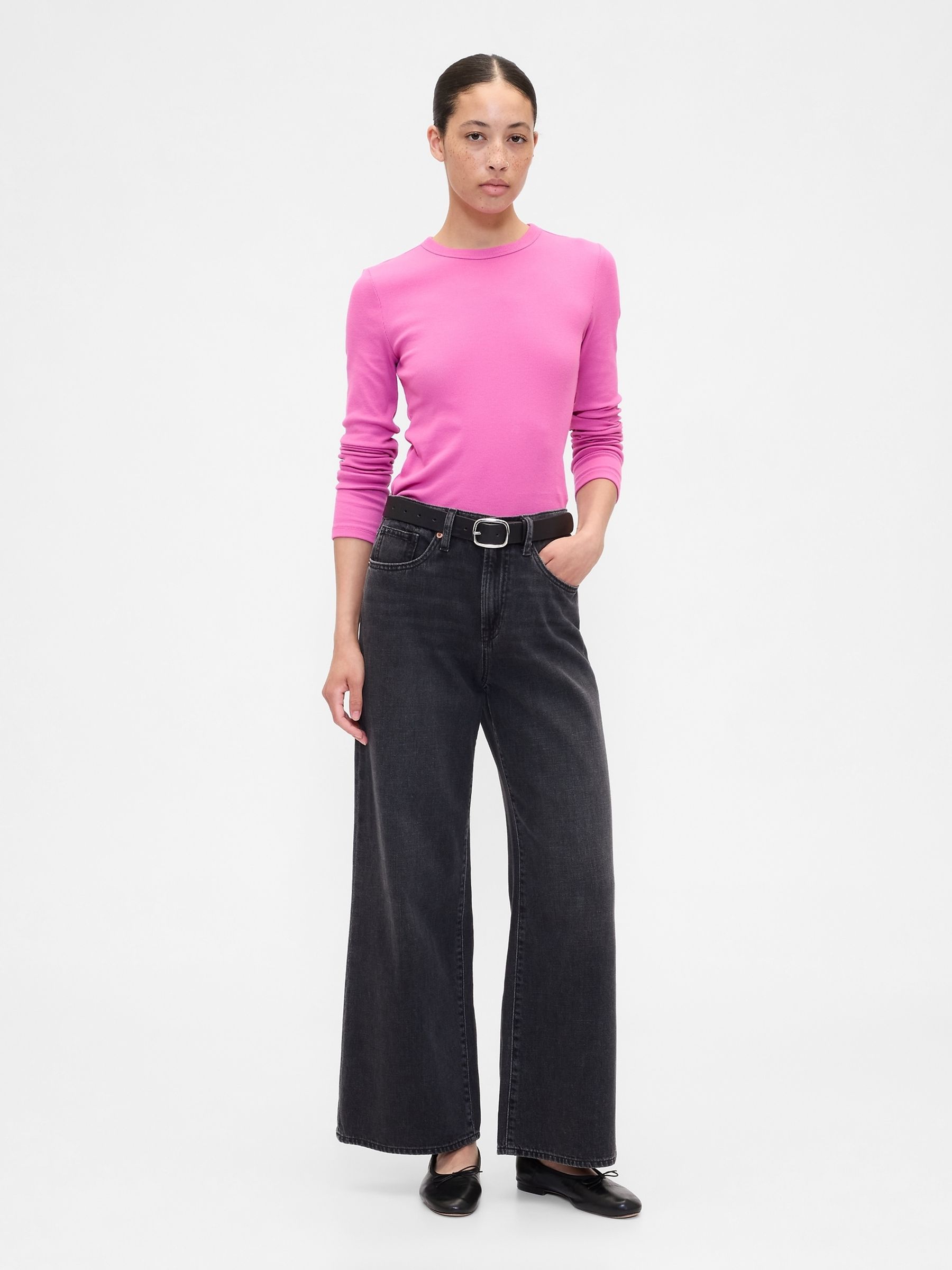 Pink Long Sleeve Rib T-Shirt - Image 3 of 5
