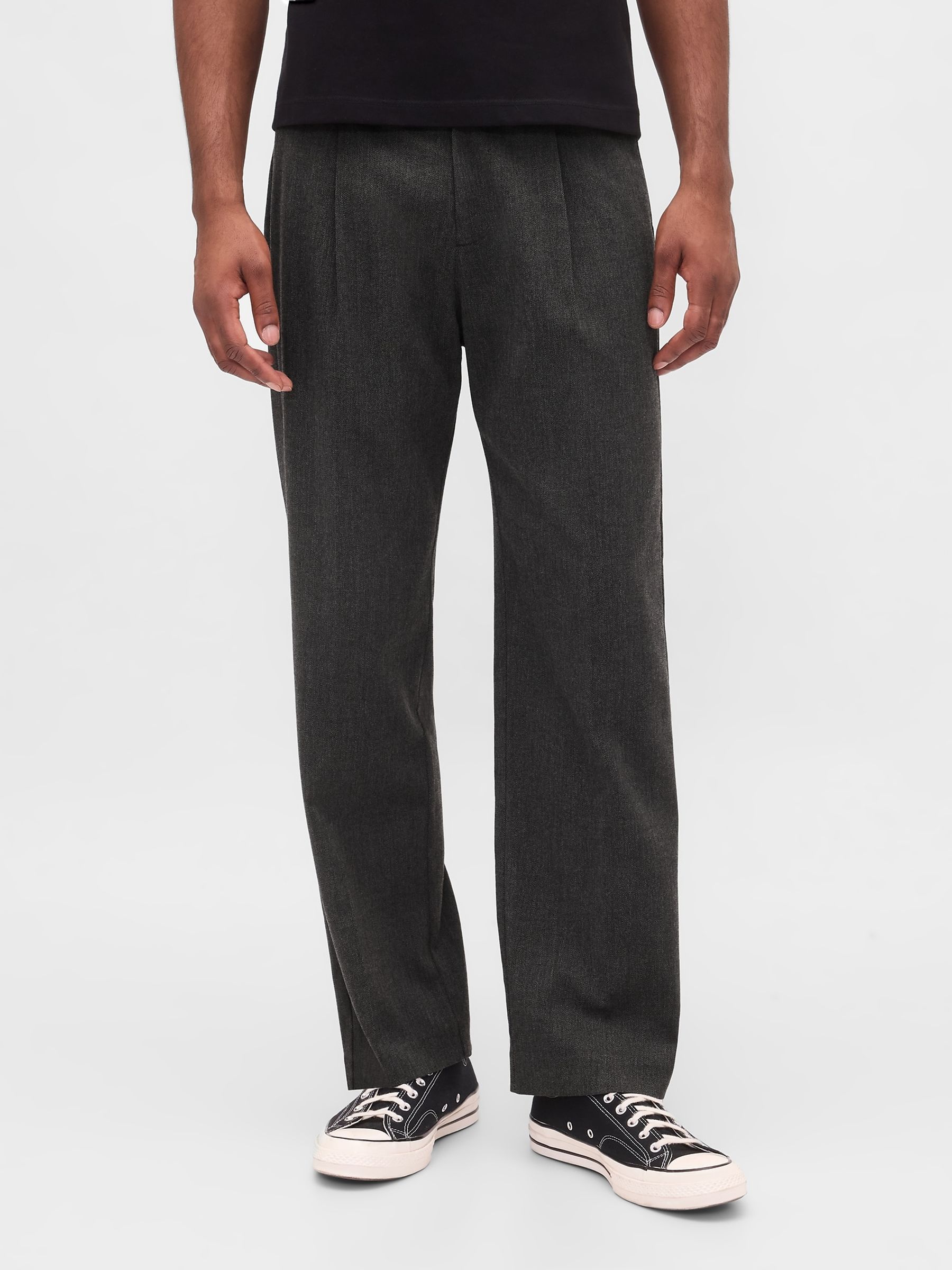 Black 365 Wool-Blend Relaxed Trousers - Image 1 of 5