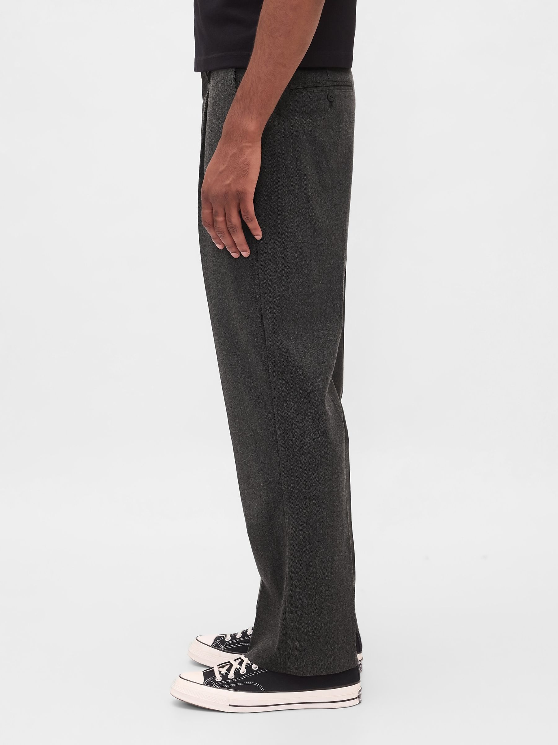 Black 365 Wool-Blend Relaxed Trousers - Image 3 of 5