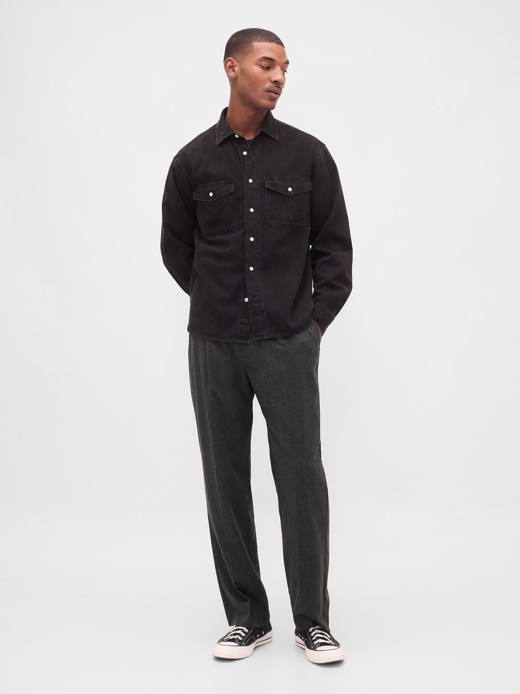 Black 365 Wool-Blend Relaxed Trousers - Image 4 of 5
