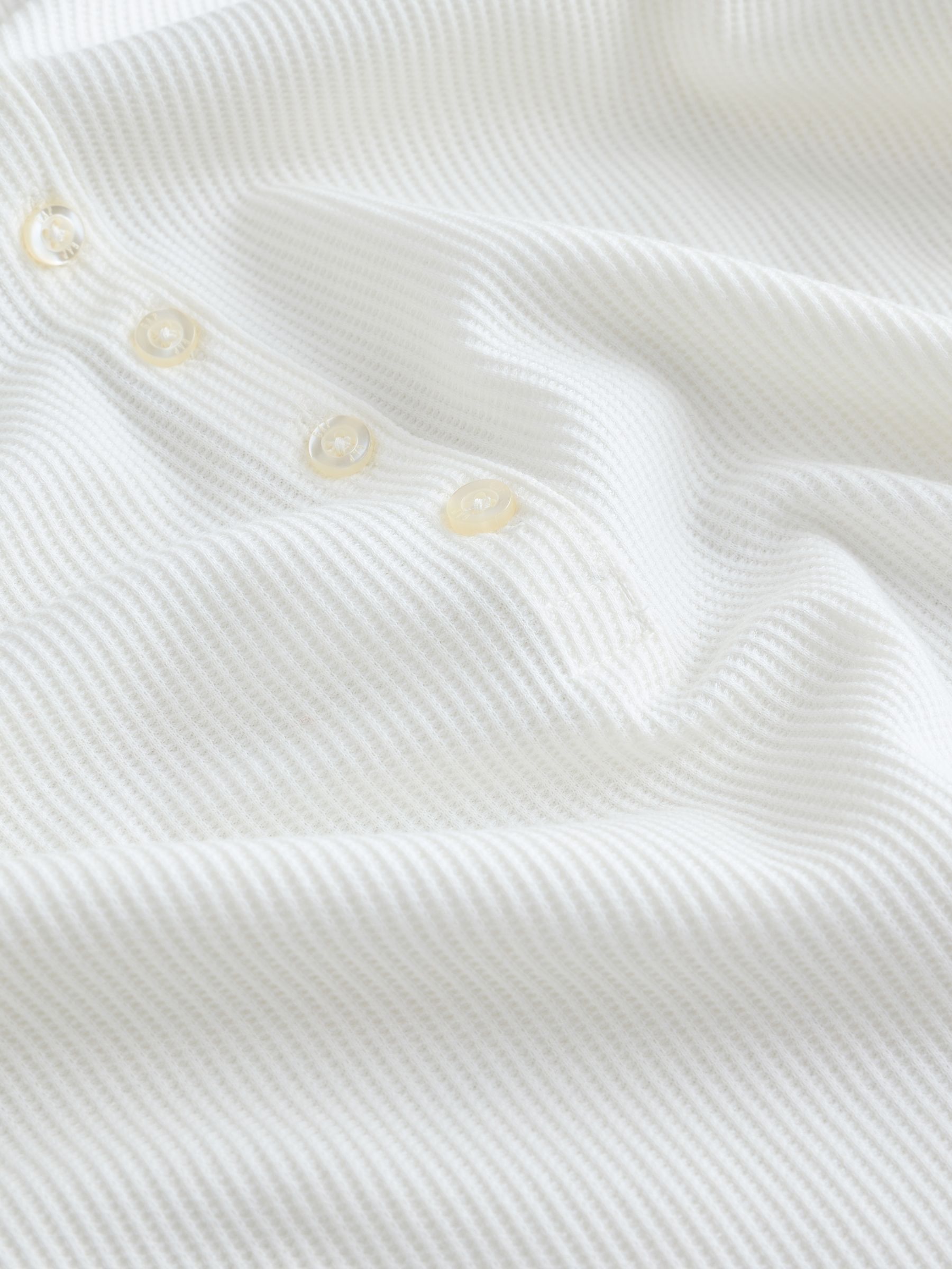 White Modern Rib Short Sleeve Henley T-Shirt - Image 3 of 4