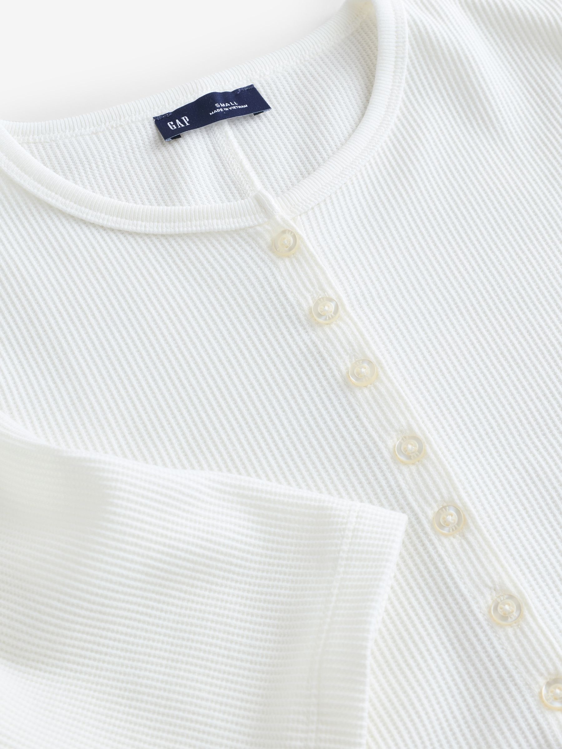 White Modern Rib Short Sleeve Henley T-Shirt - Image 4 of 4