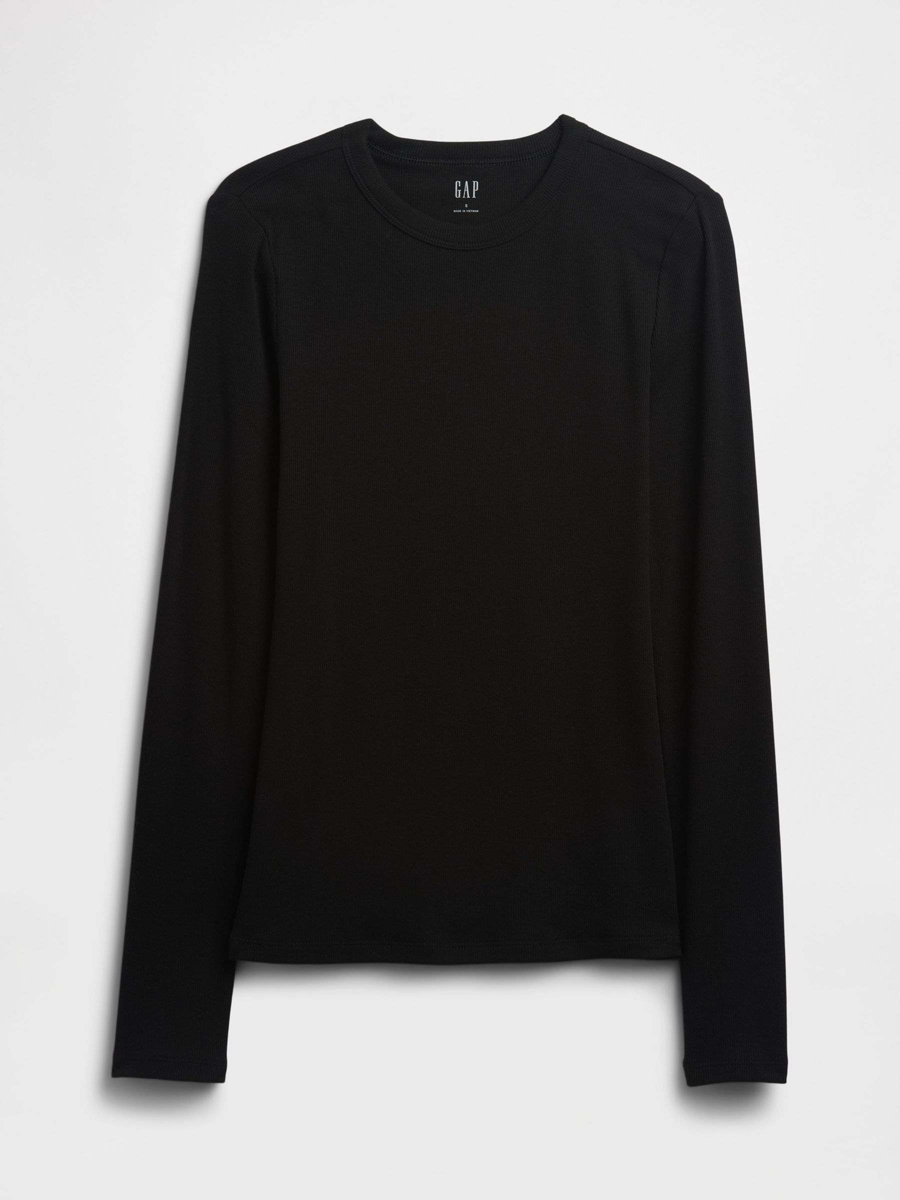 Black Long Sleeve Rib T-Shirt - Image 5 of 5 Black Long Sleeve Rib T-Shirt - Image 5 of 5