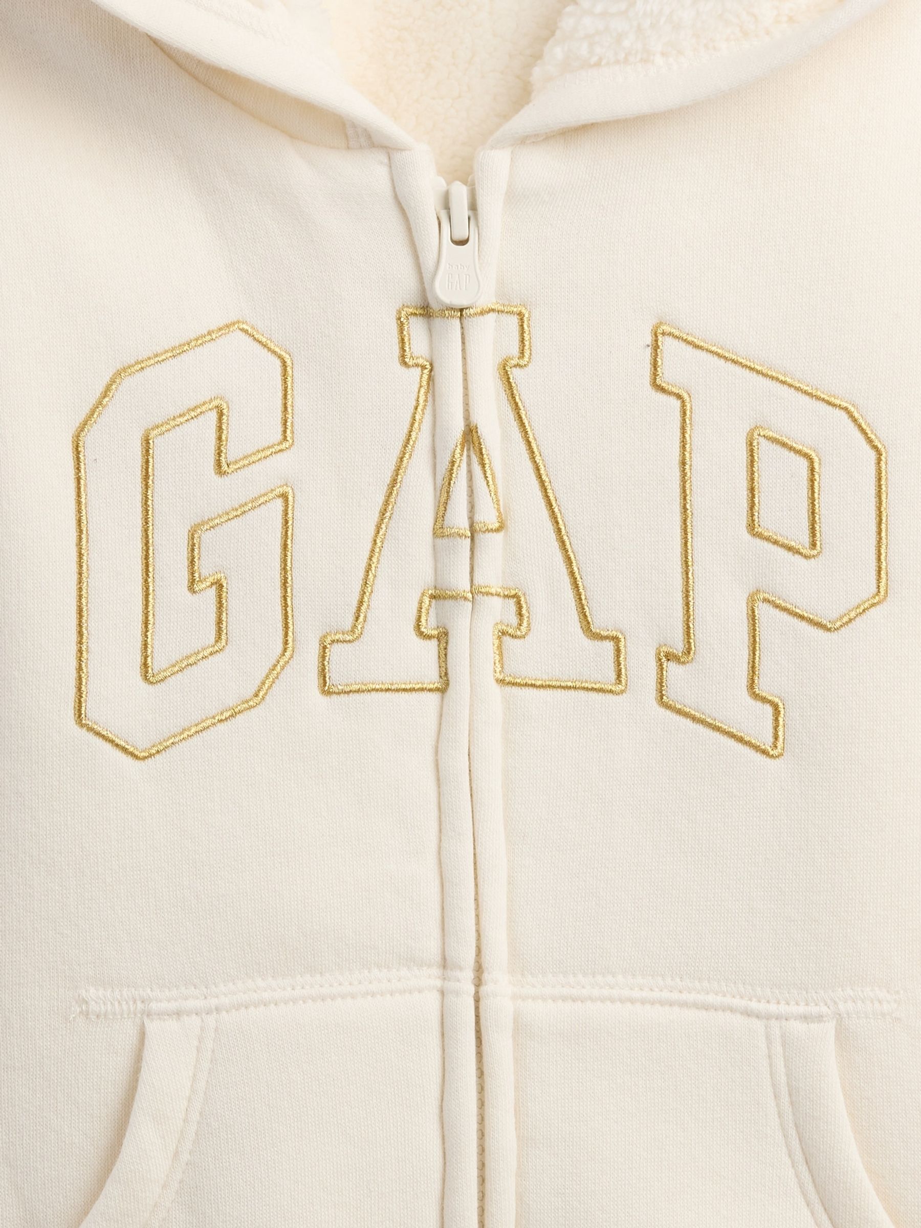 Cream Logo Sherpa Lined Hoodie (6mths-5yrs) - Image 3 of 3