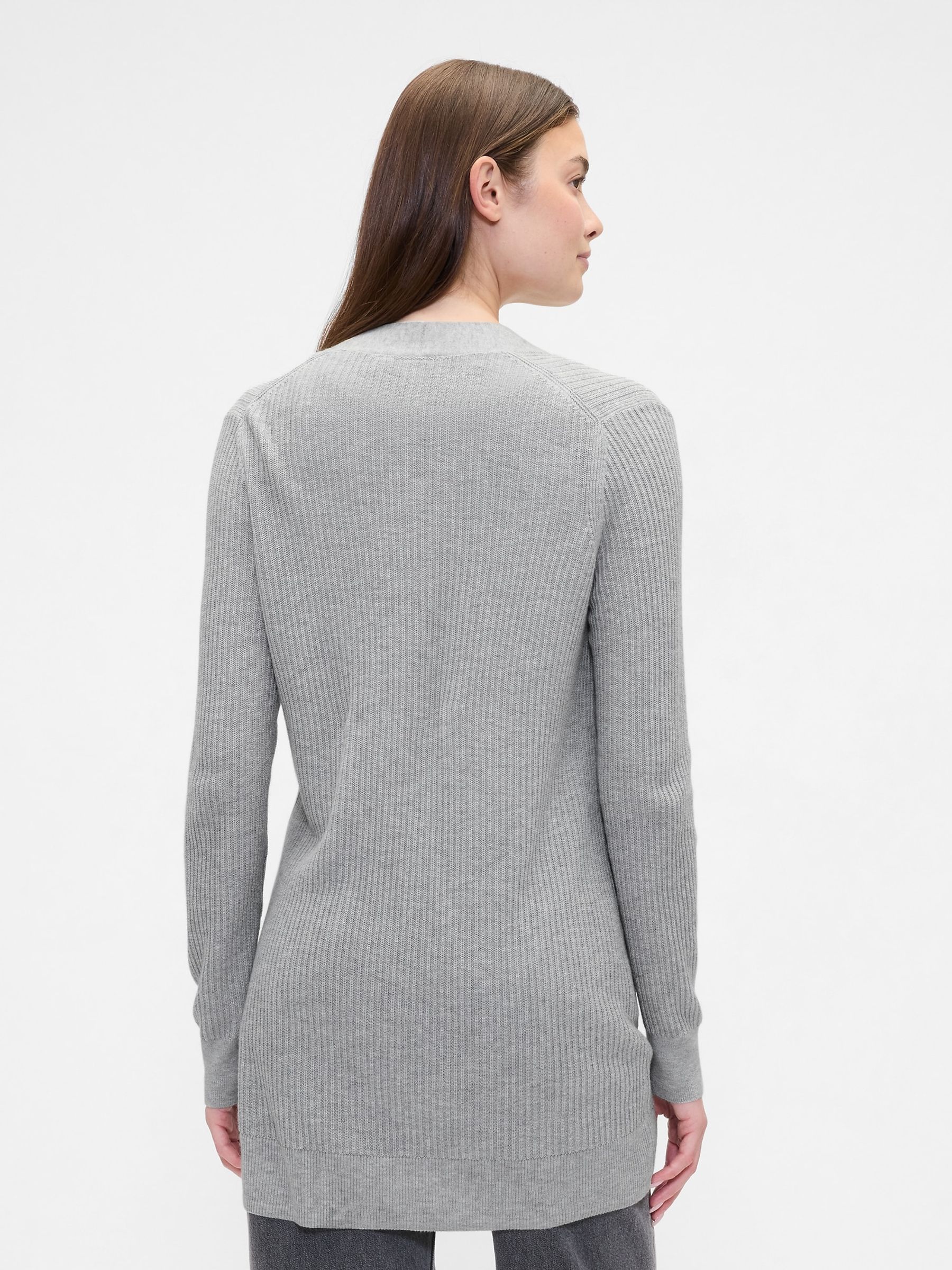 Grey Long Open Cardigan - Image 2 of 5