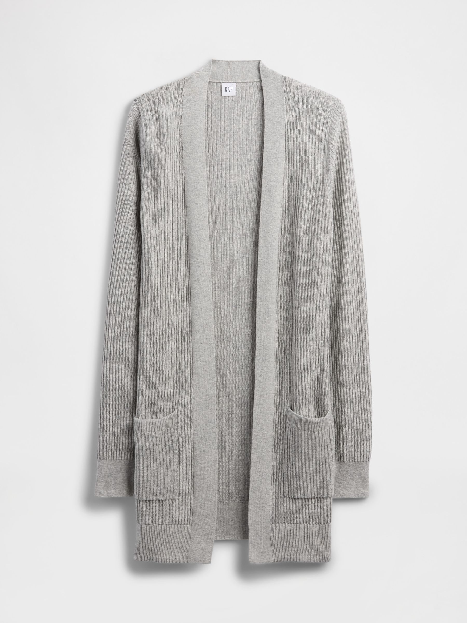 Grey Long Open Cardigan - Image 4 of 5