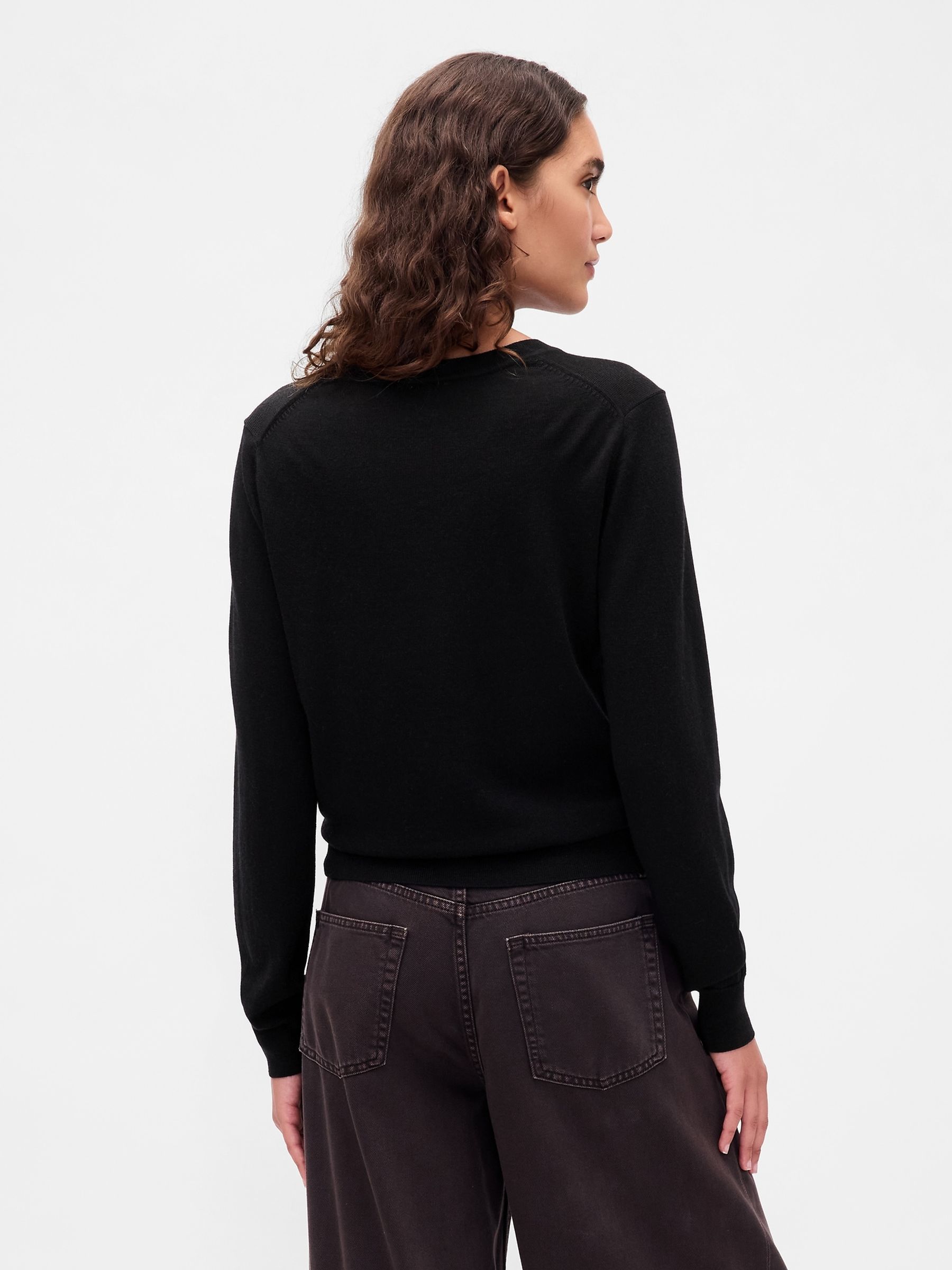 Black Merino Crew Neck Sweatshirt - Image 2 of 4