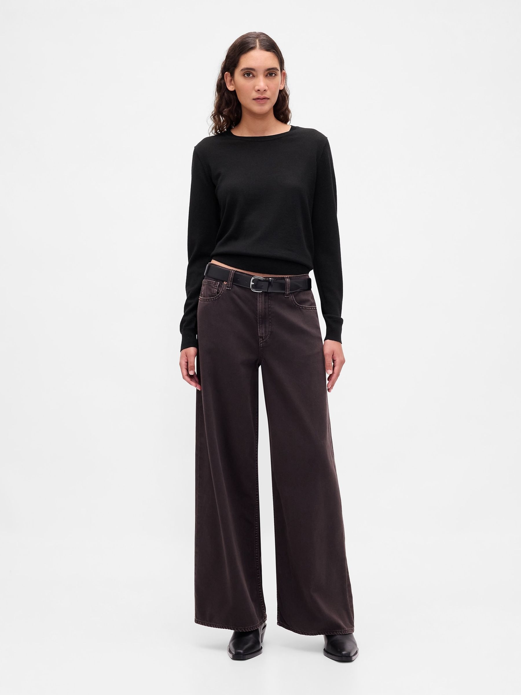 Black Merino Crew Neck Sweatshirt - Image 3 of 4