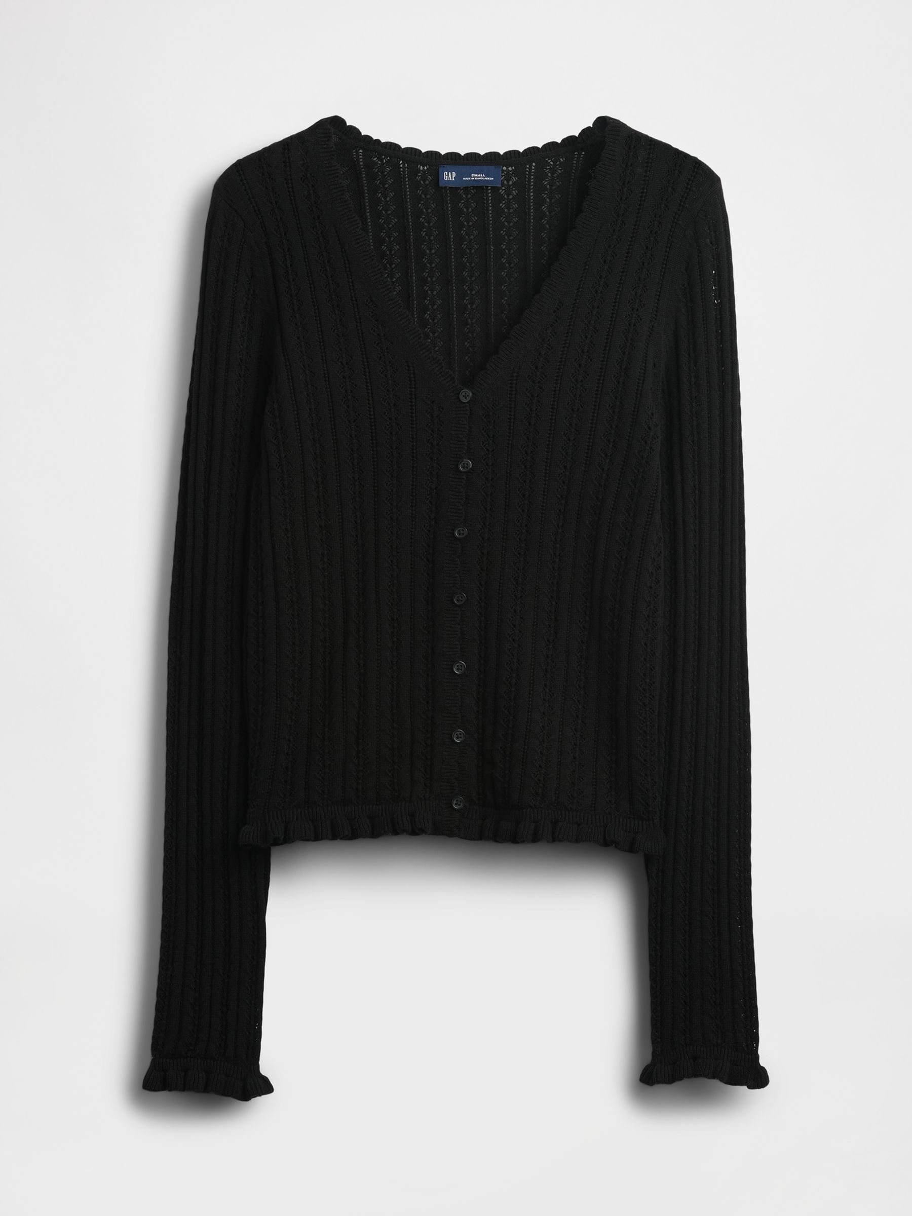 Black Pointelle Cardigan - Image 1 of 2 Black Pointelle Cardigan - Image 1 of 2