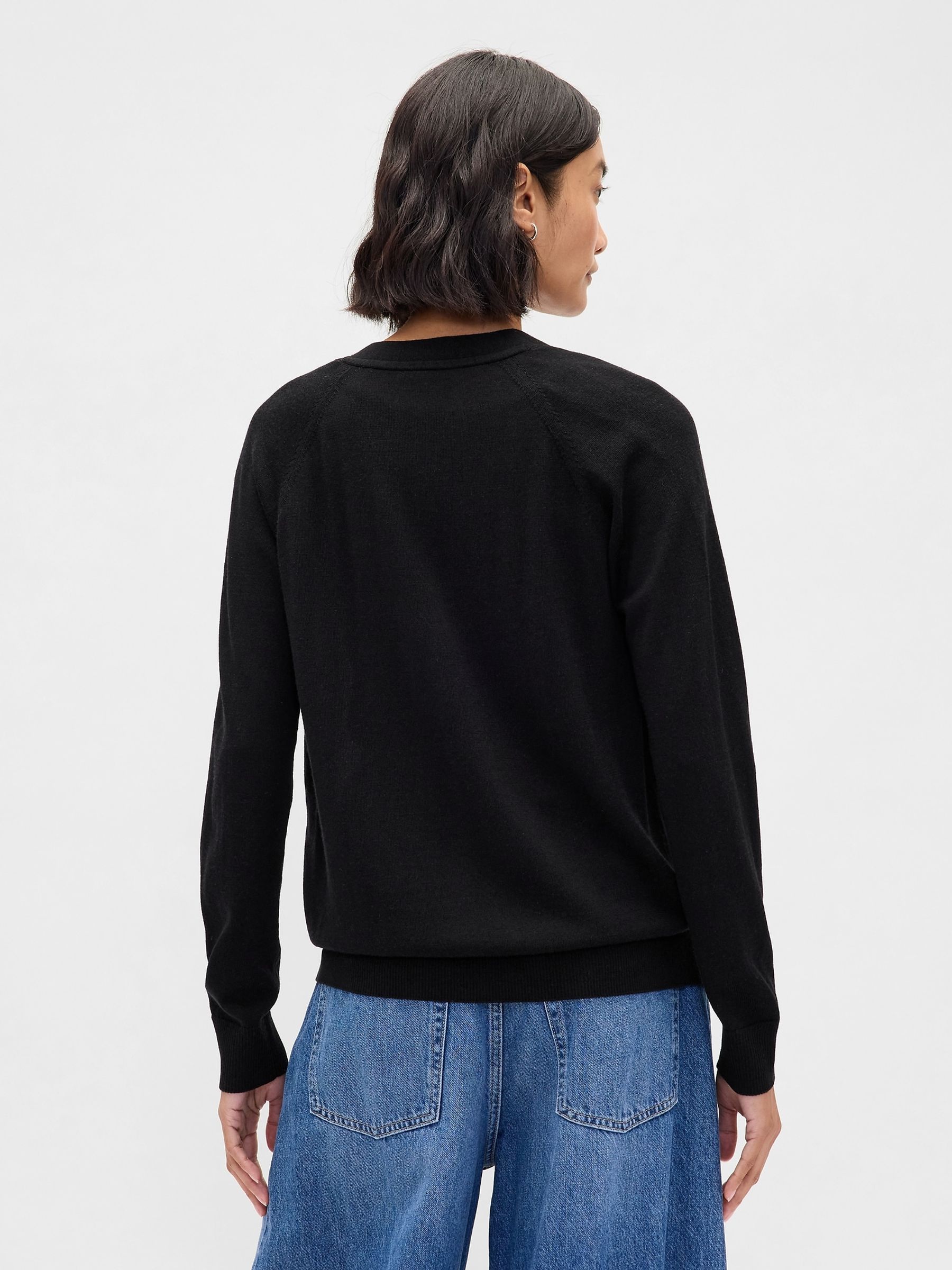 Black Boyfriend Merino Cardigan - Image 2 of 4