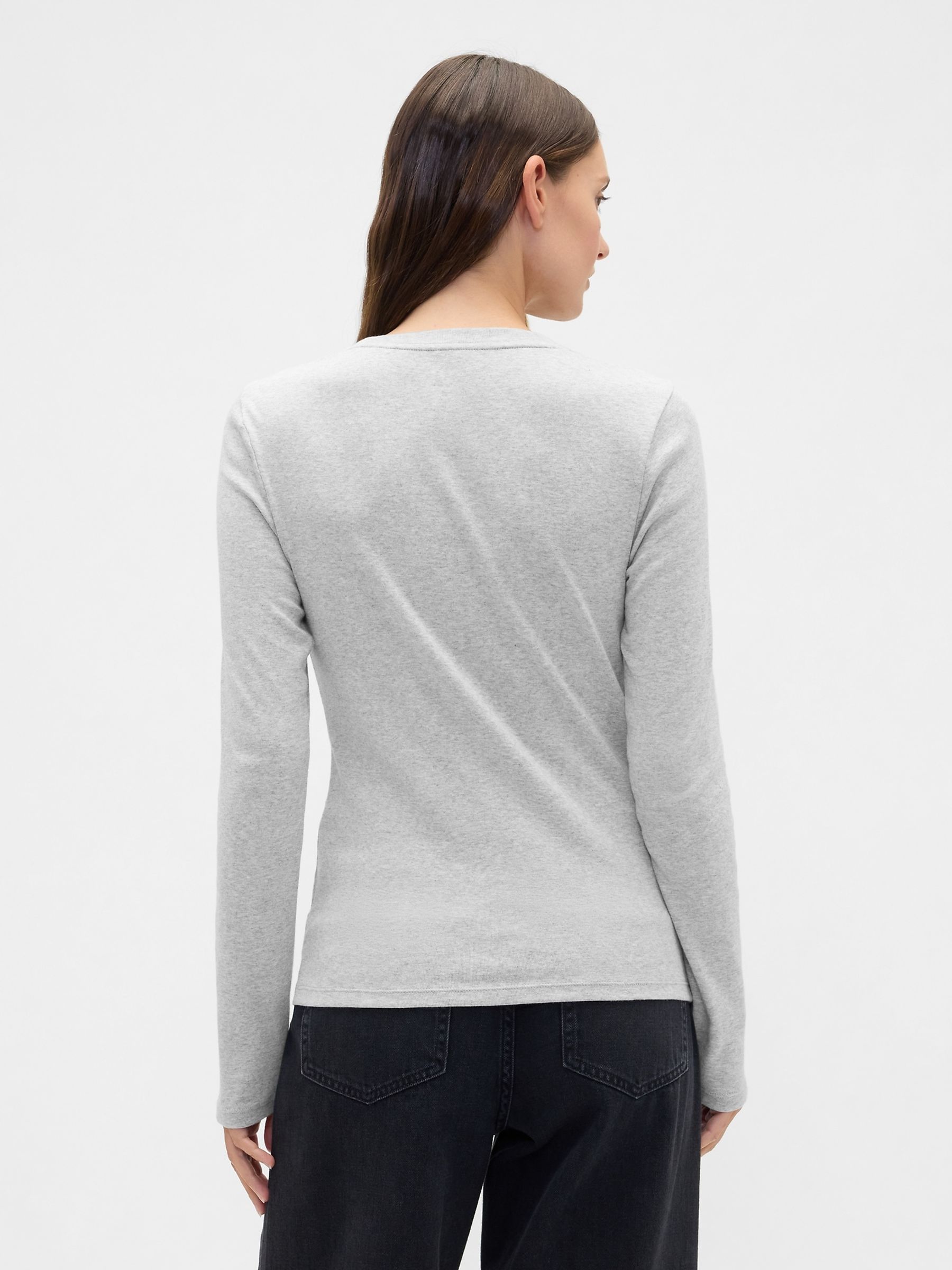 Grey Long Sleeve Modern Crewneck T-Shirt - Image 2 of 5