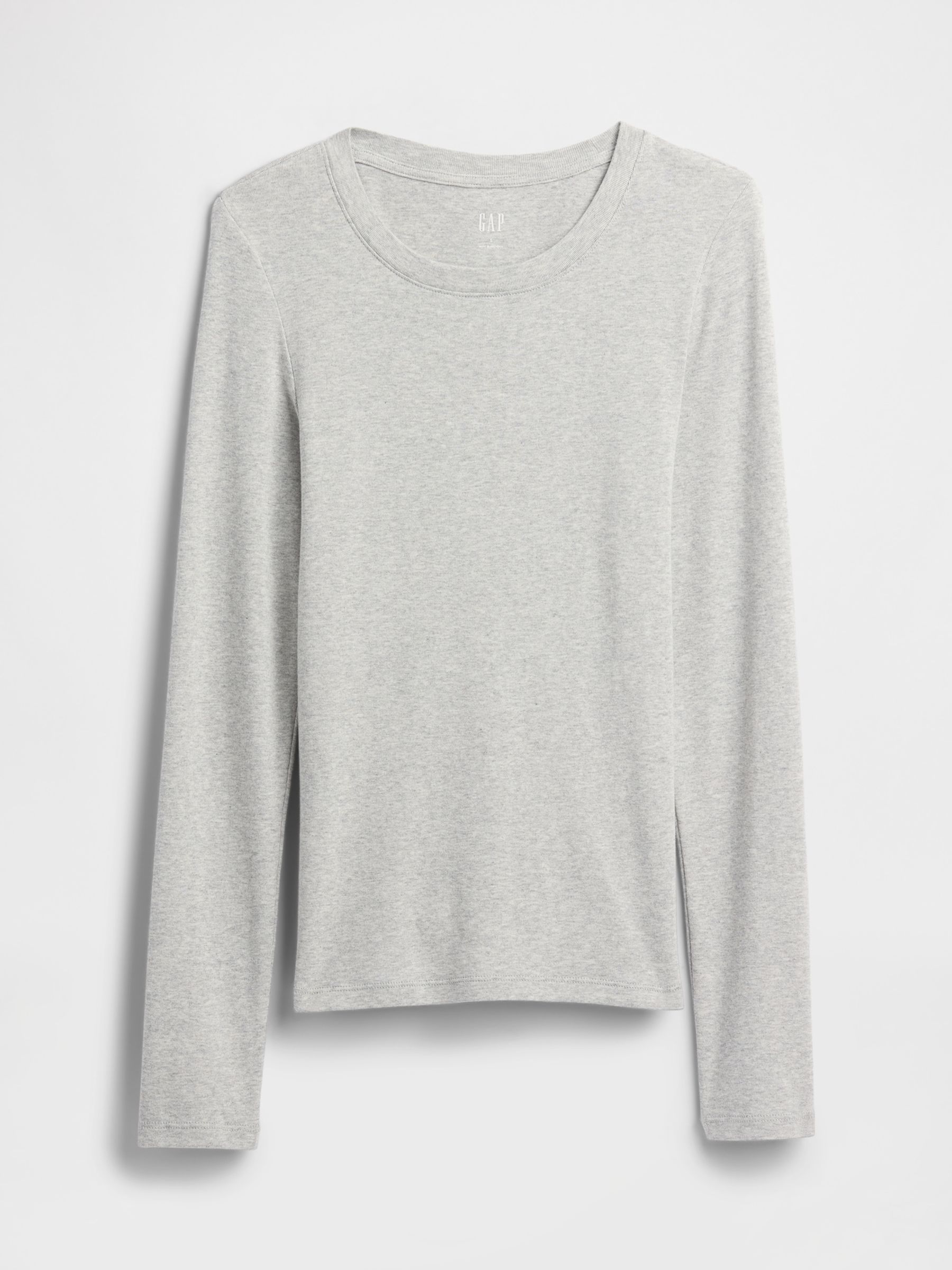 Grey Long Sleeve Modern Crewneck T-Shirt - Image 5 of 5