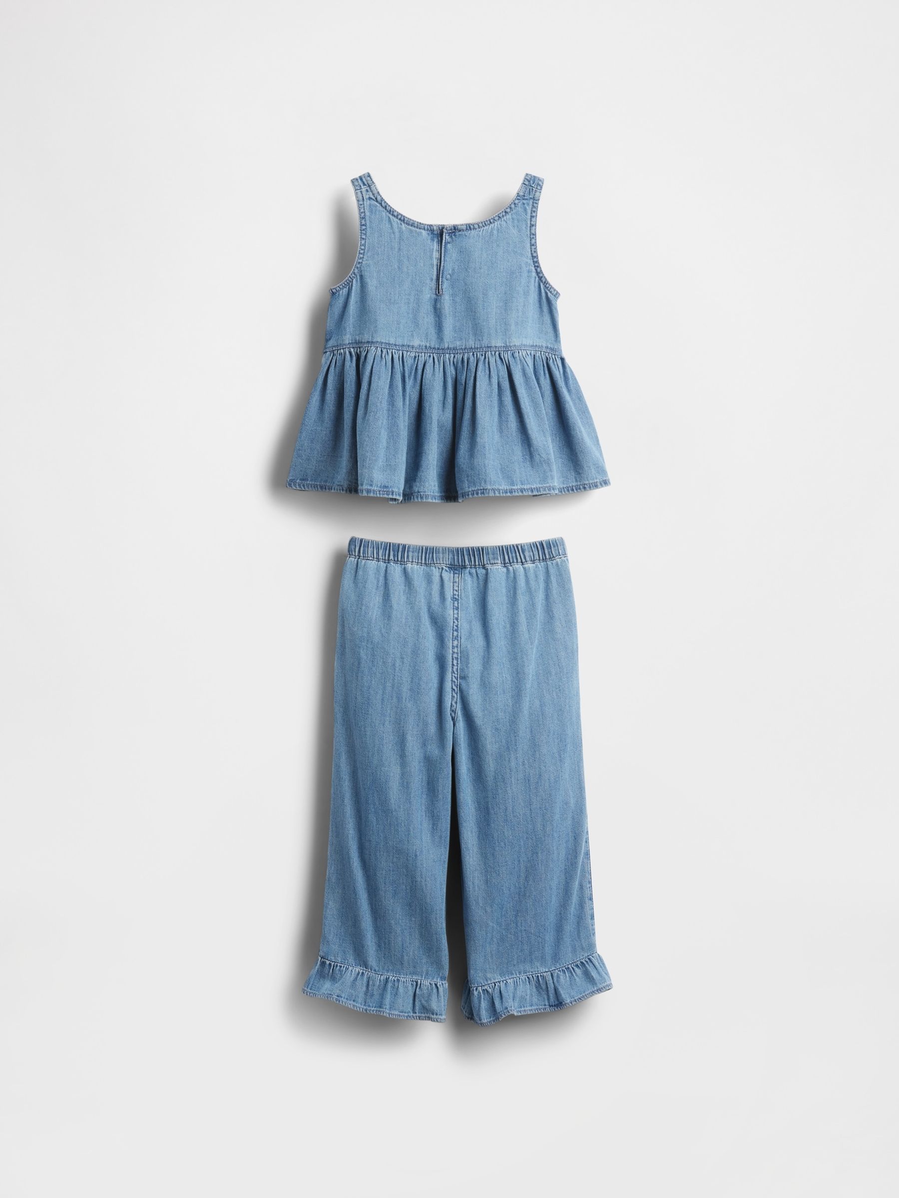 Blue Denim Ruffle Top & Trousers Set - Image 3 of 3