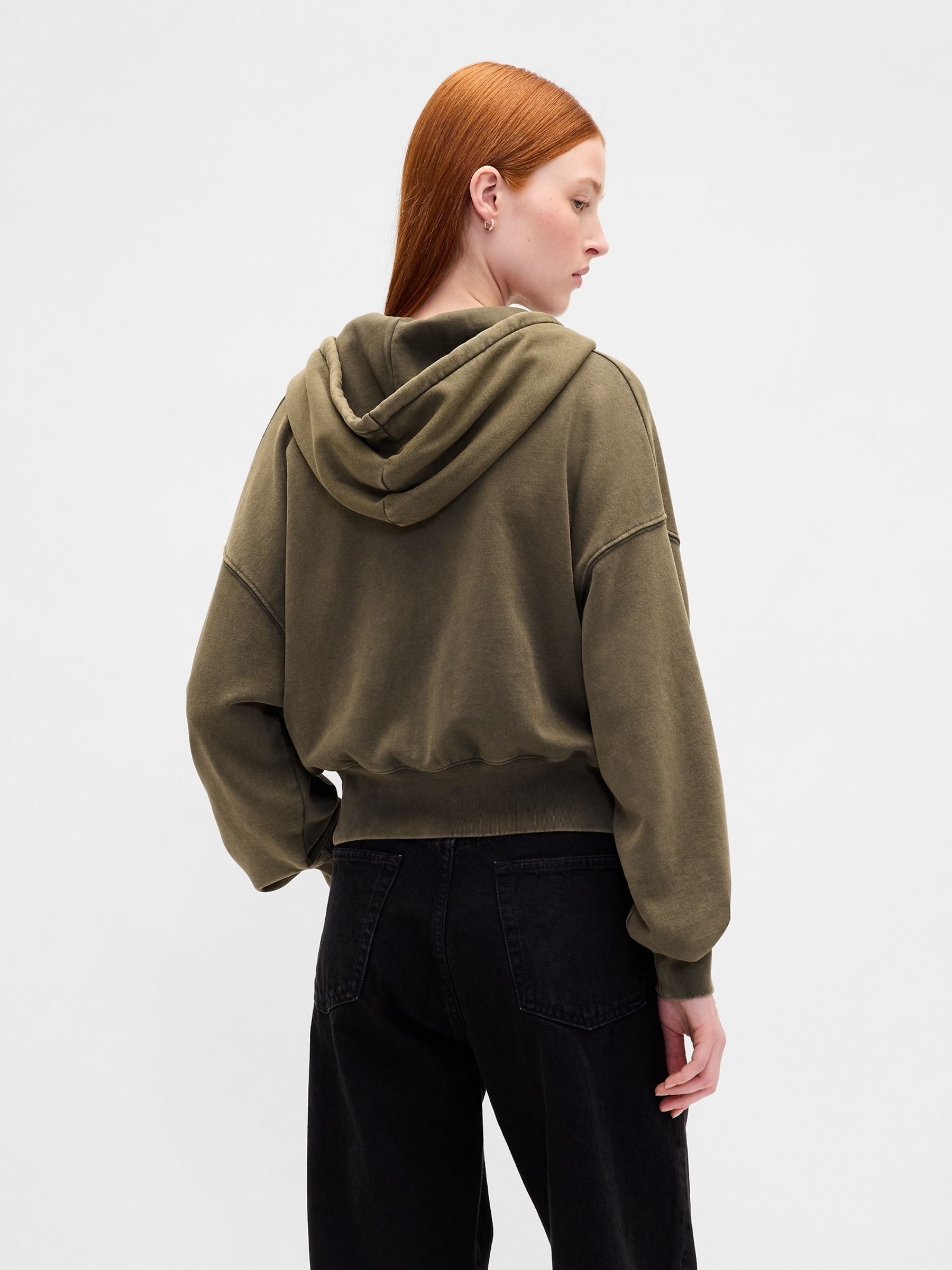 Green Vintage Soft Full-Zip Wedge Hoodie - Image 2 of 4