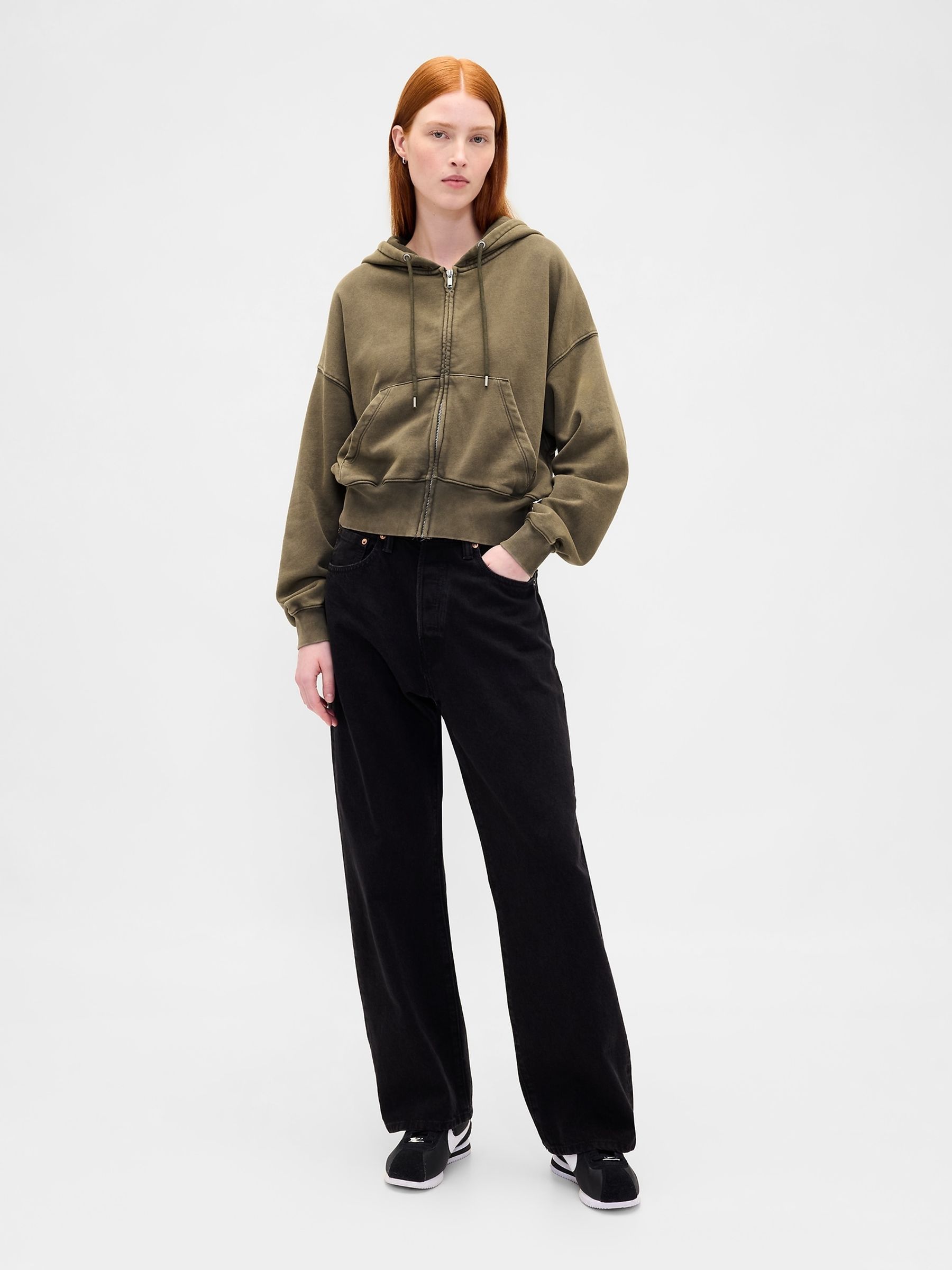Green Vintage Soft Full-Zip Wedge Hoodie - Image 3 of 4