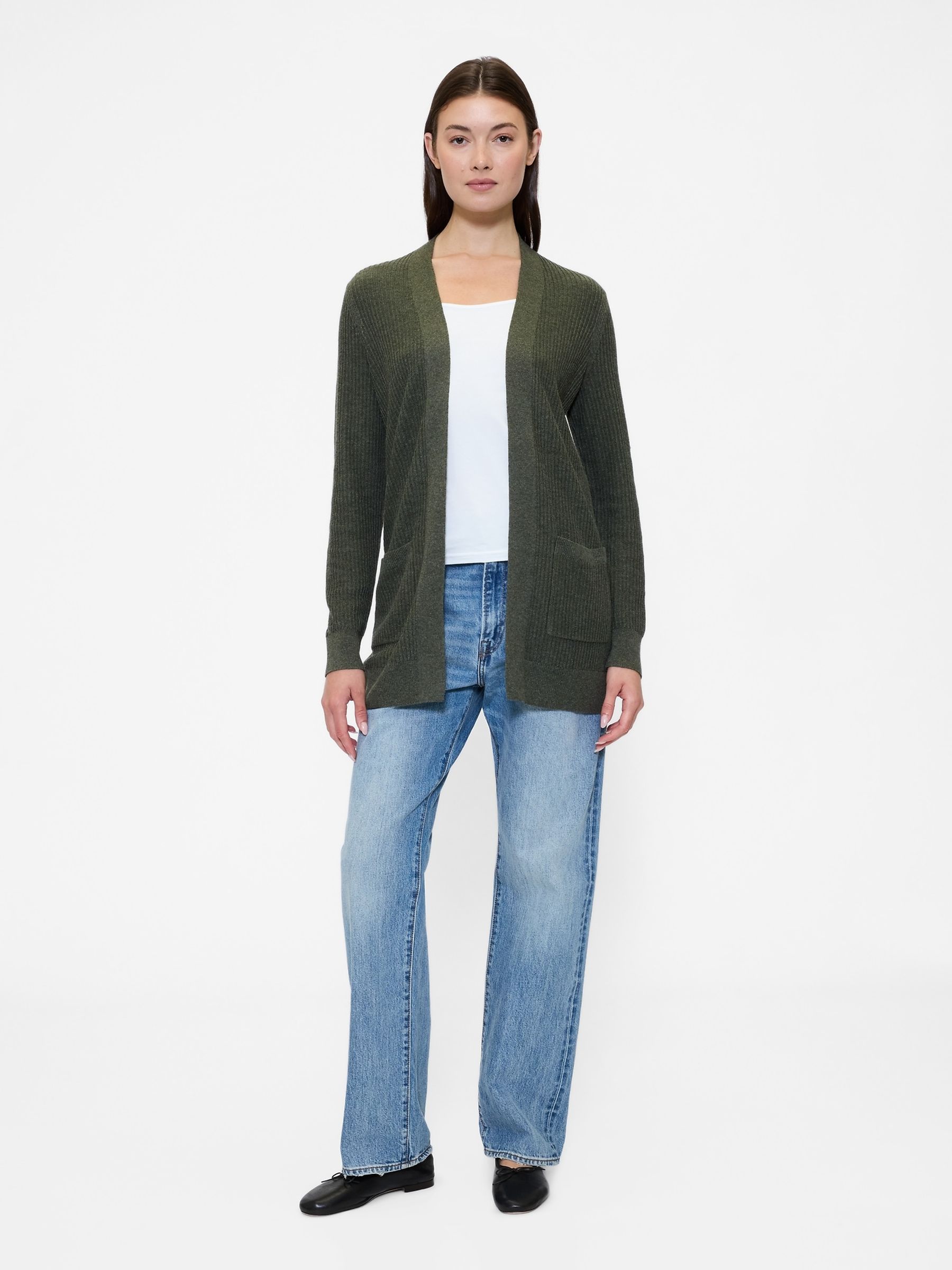 Green Long Open Cardigan - Image 3 of 5