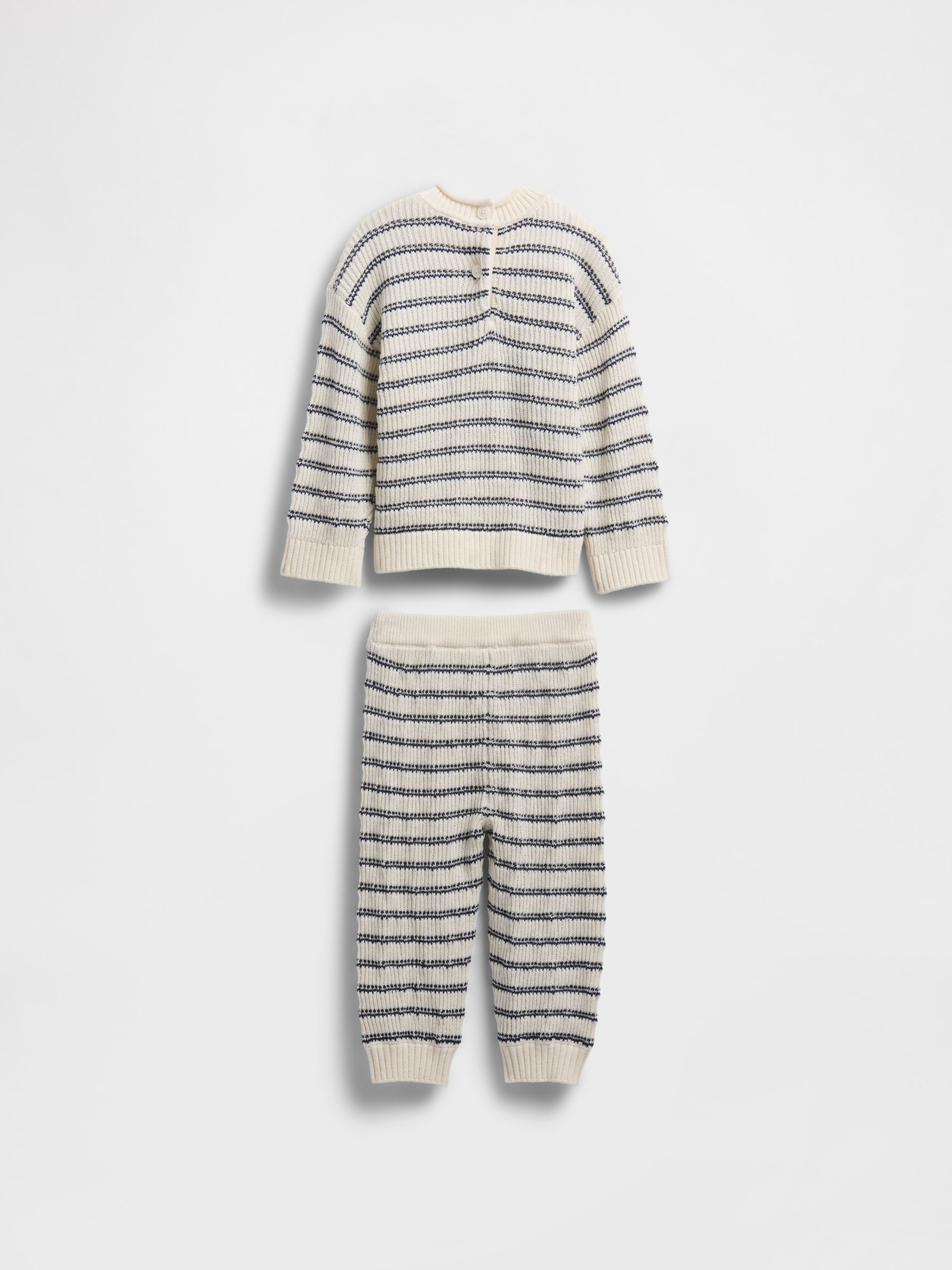 Cream/Blue Stripe Baby Brannan Bear Crochet Knit & Joggers Outfit Set (Newborn-24mths) - Image 2 of 3