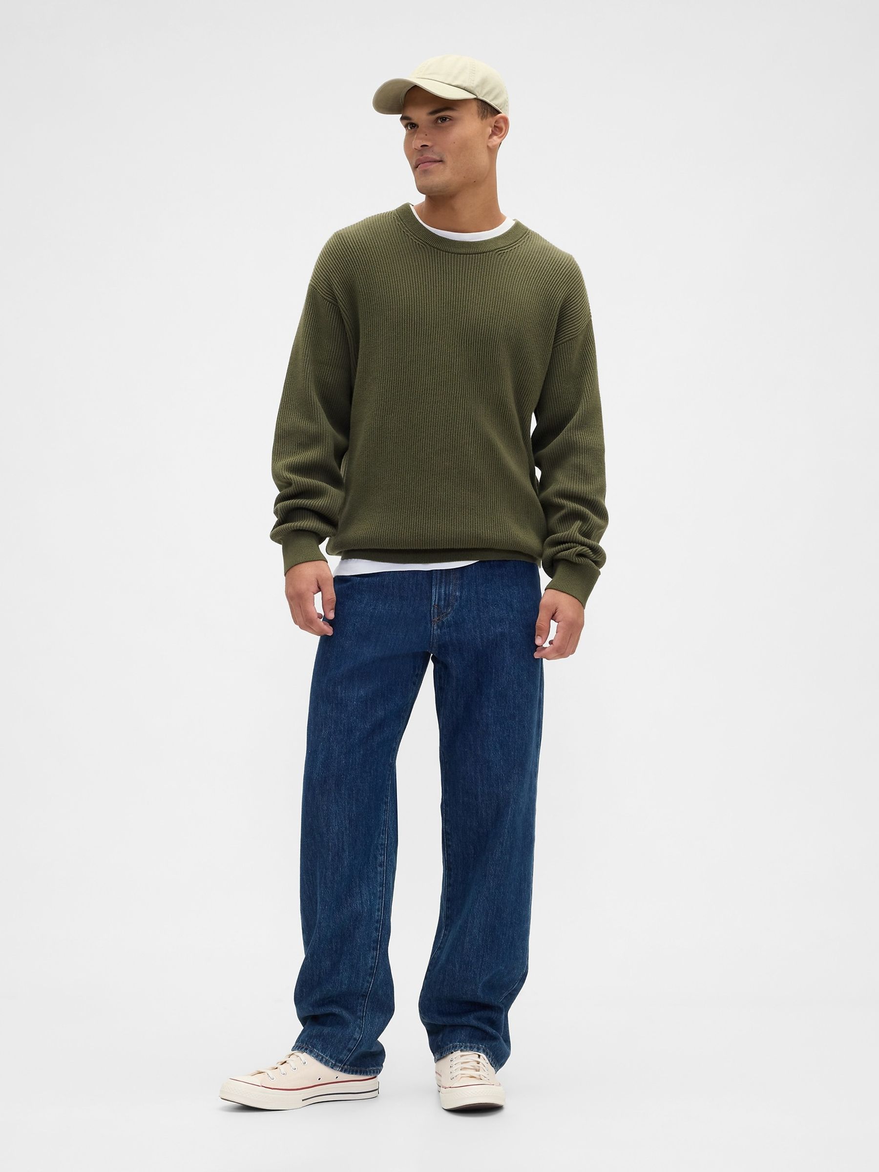 Green Ribbed Crew Neck Long Sleeve Jumper - Image 3 of 5