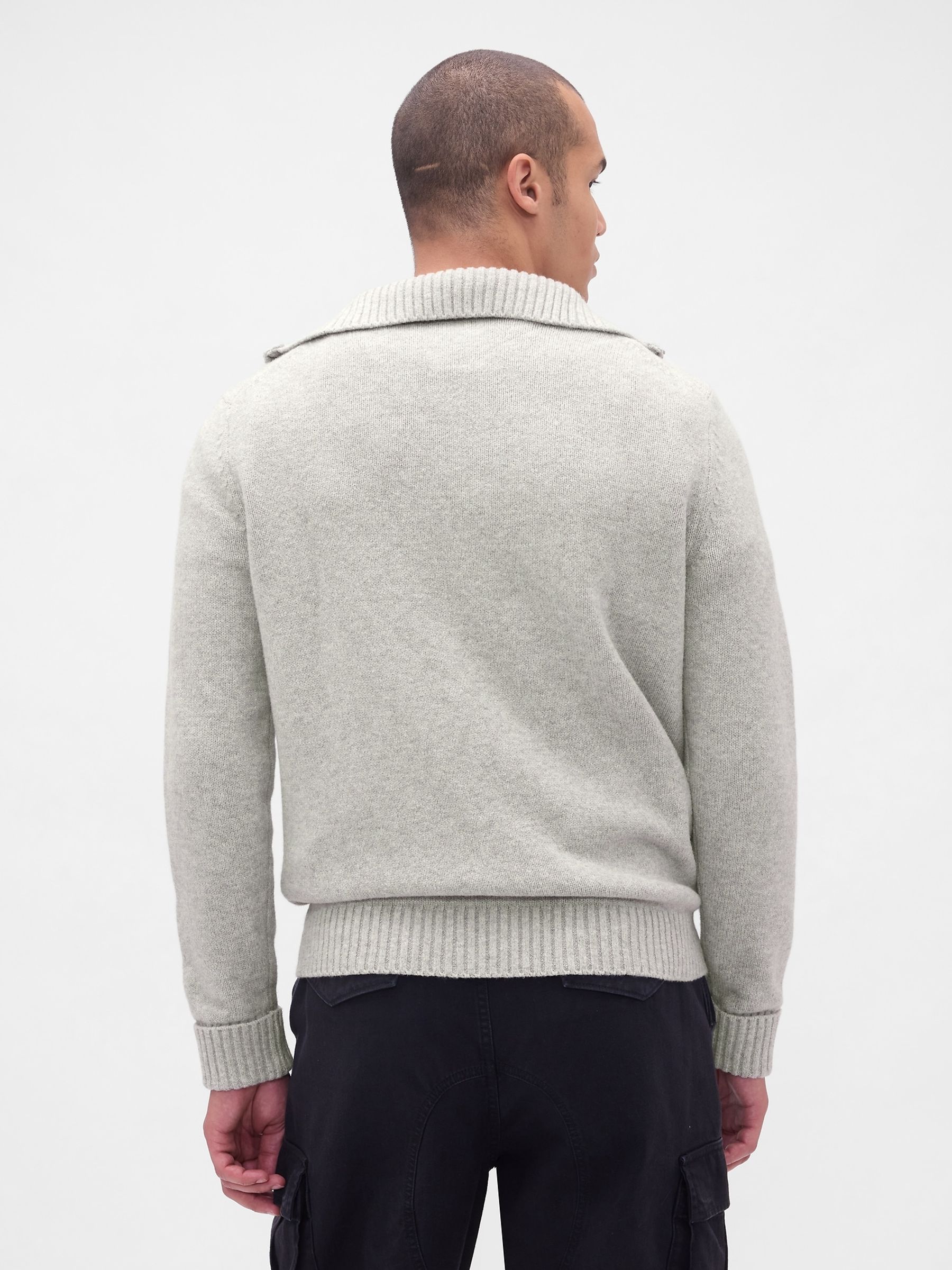 Grey Soft Touch Quarter Zip Pullover Sweatshirt - Image 2 of 4