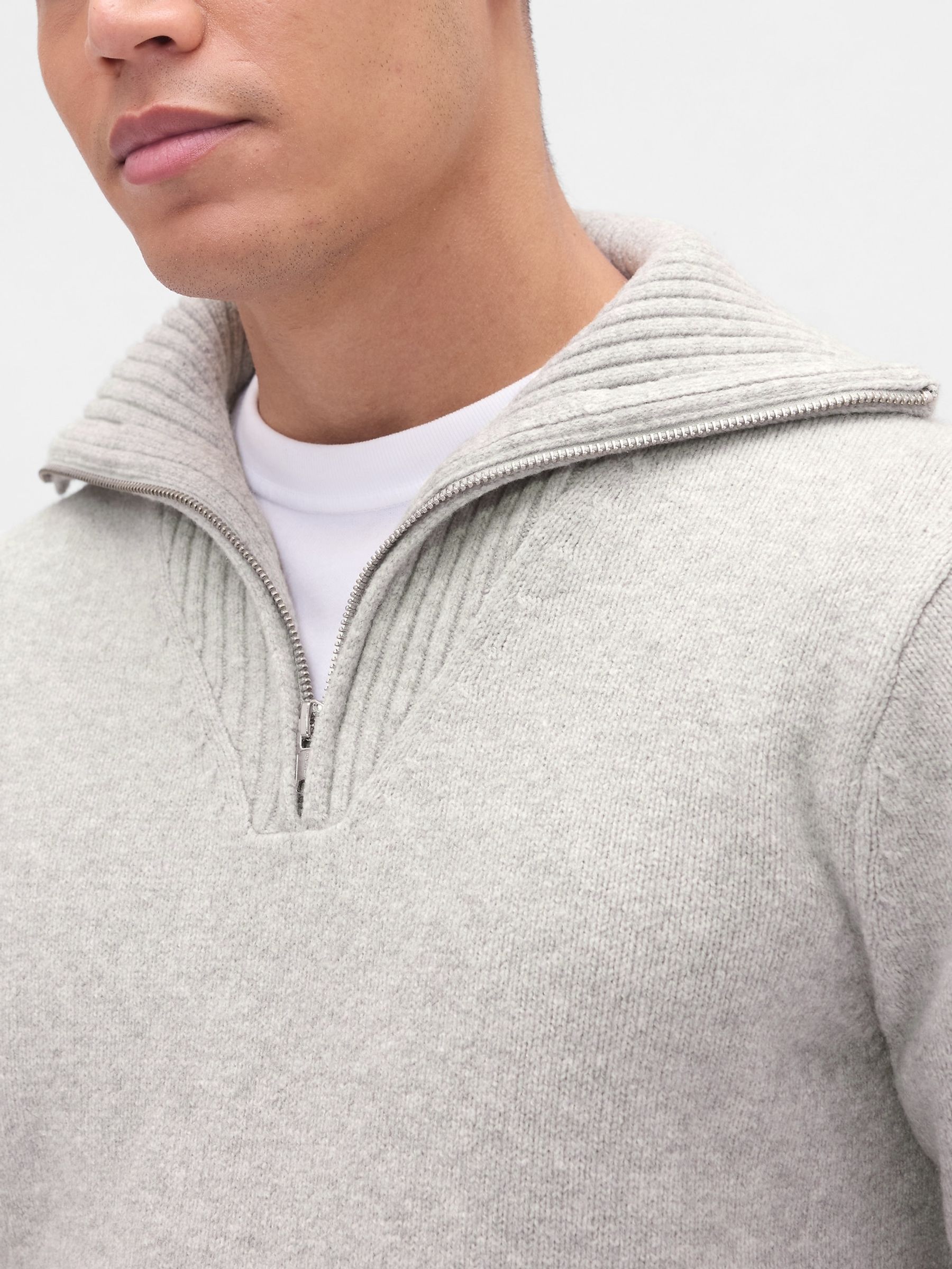 Grey Soft Touch Quarter Zip Pullover Sweatshirt - Image 4 of 4