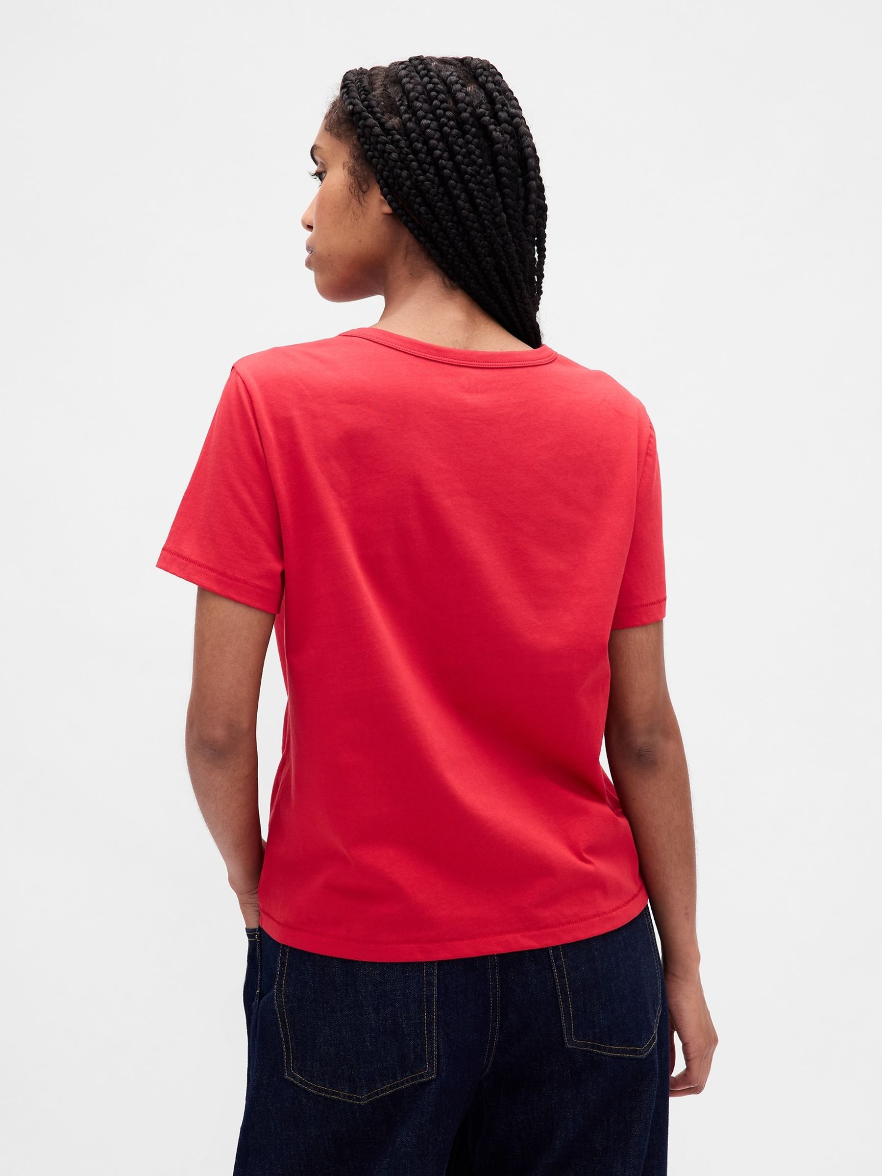 Red T-Shirt Vintage Soft Crew Neck Short Sleeve T-Shirt - Image 2 of 4