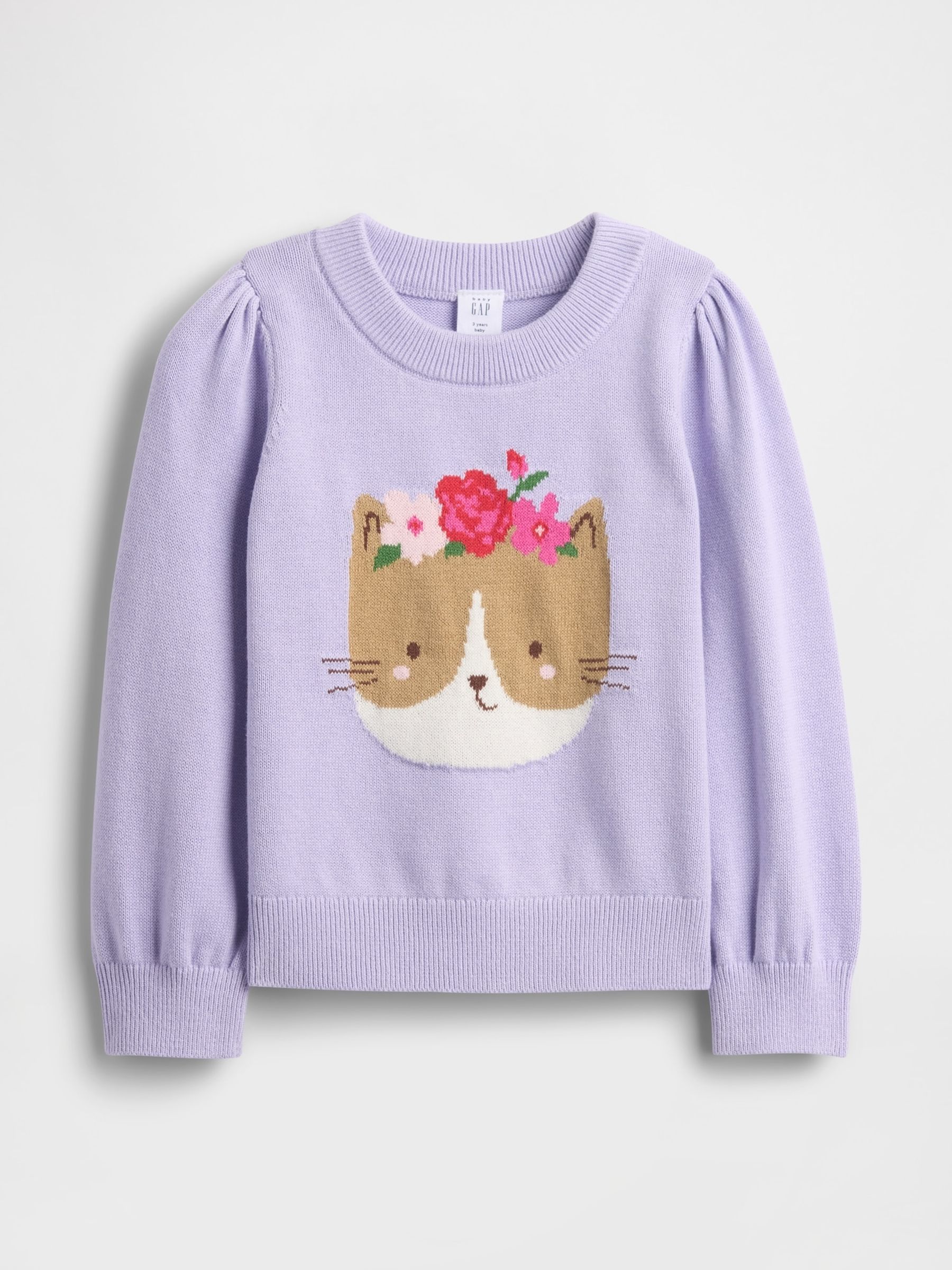Purple Puff-Sleeve Jumper (6mths-5yrs) - Image 1 of 2
