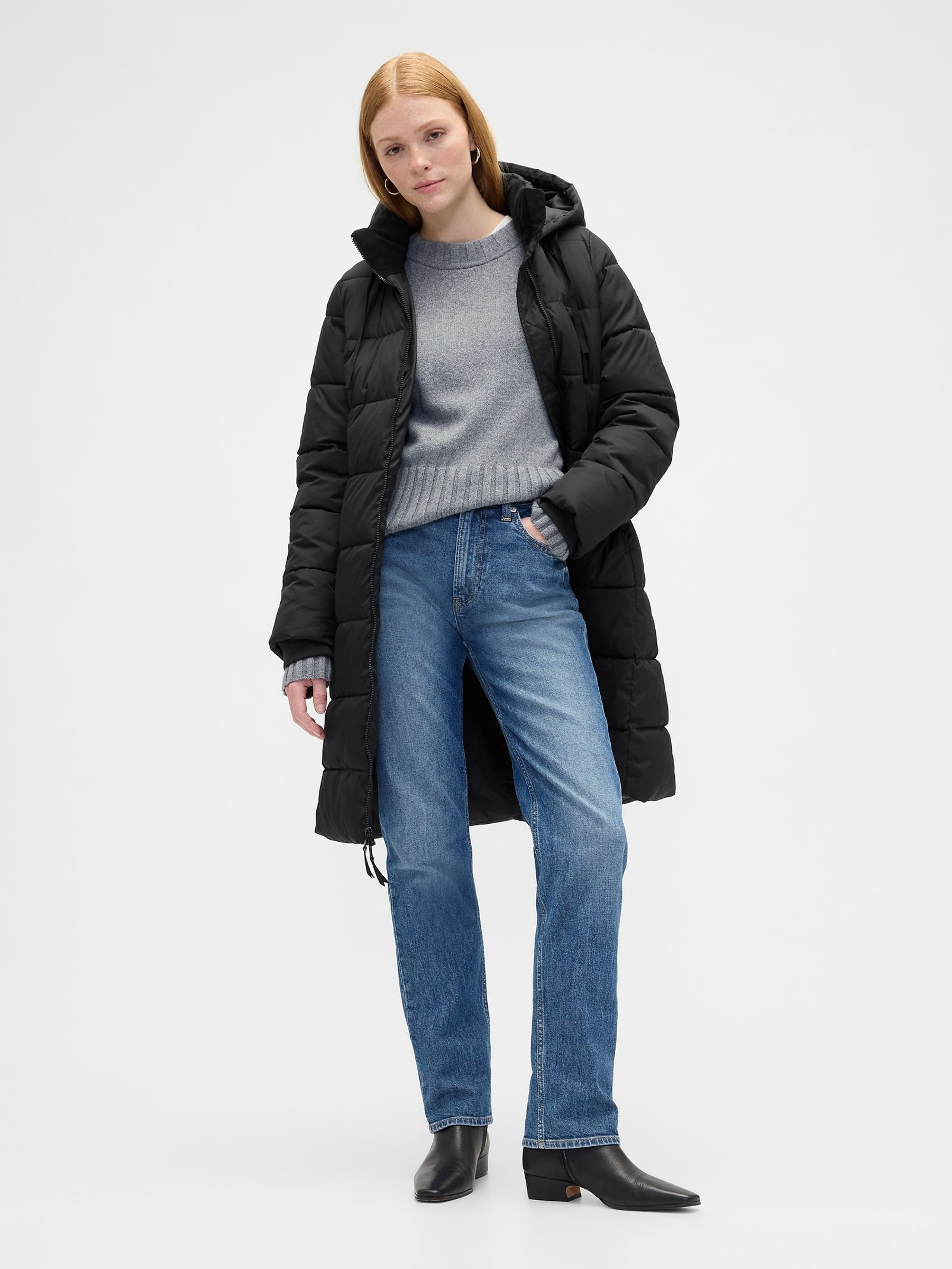 Black ColdControl Relaxed Midi Puffer Coat - Image 3 of 4