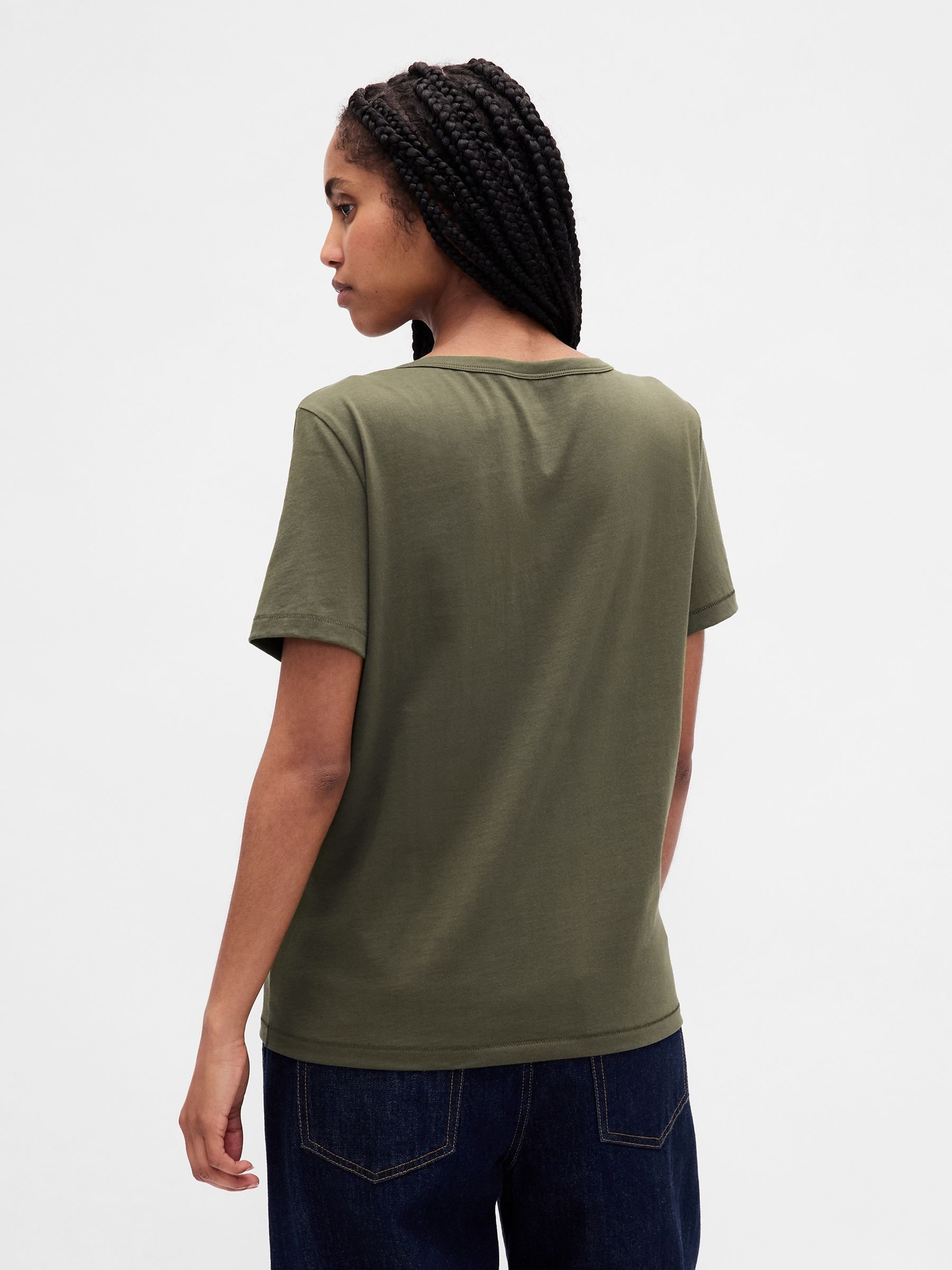 Green Vintage Soft V Neck Short Sleeve T-Shirt - Image 2 of 4