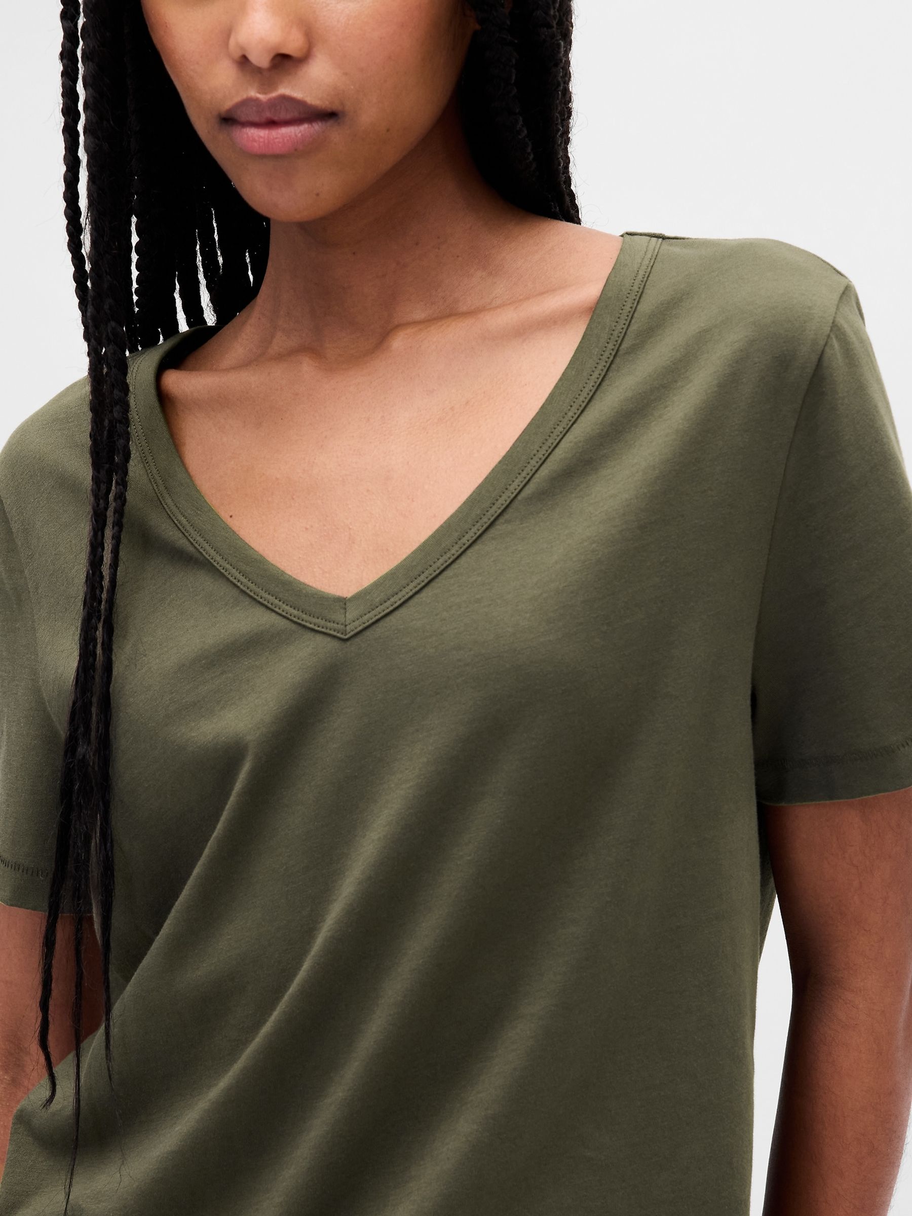 Green Vintage Soft V Neck Short Sleeve T-Shirt - Image 4 of 4