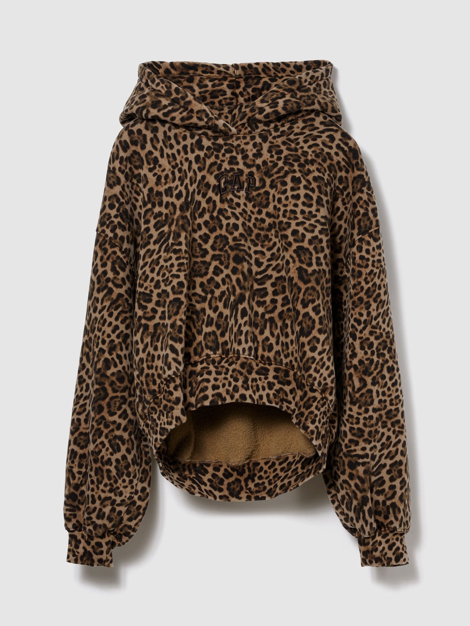 Brown Leopard Print VintageSoft Crop Logo Hoodie | Gap