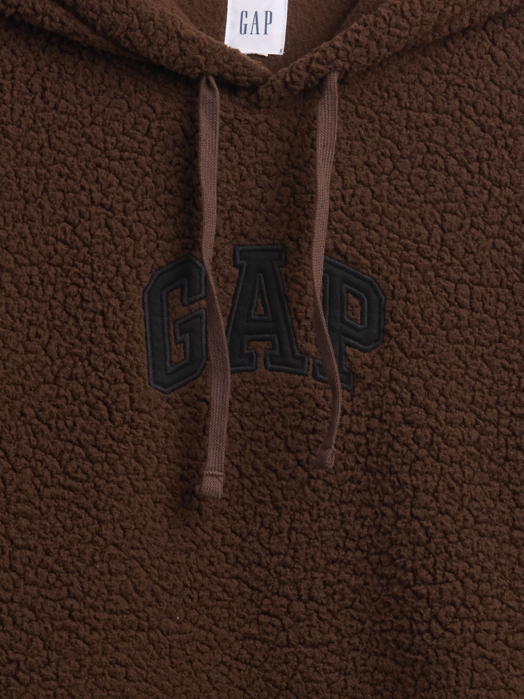 Brown Relaxed Logo Sherpa Knit Hoodie - Image 4 of 4