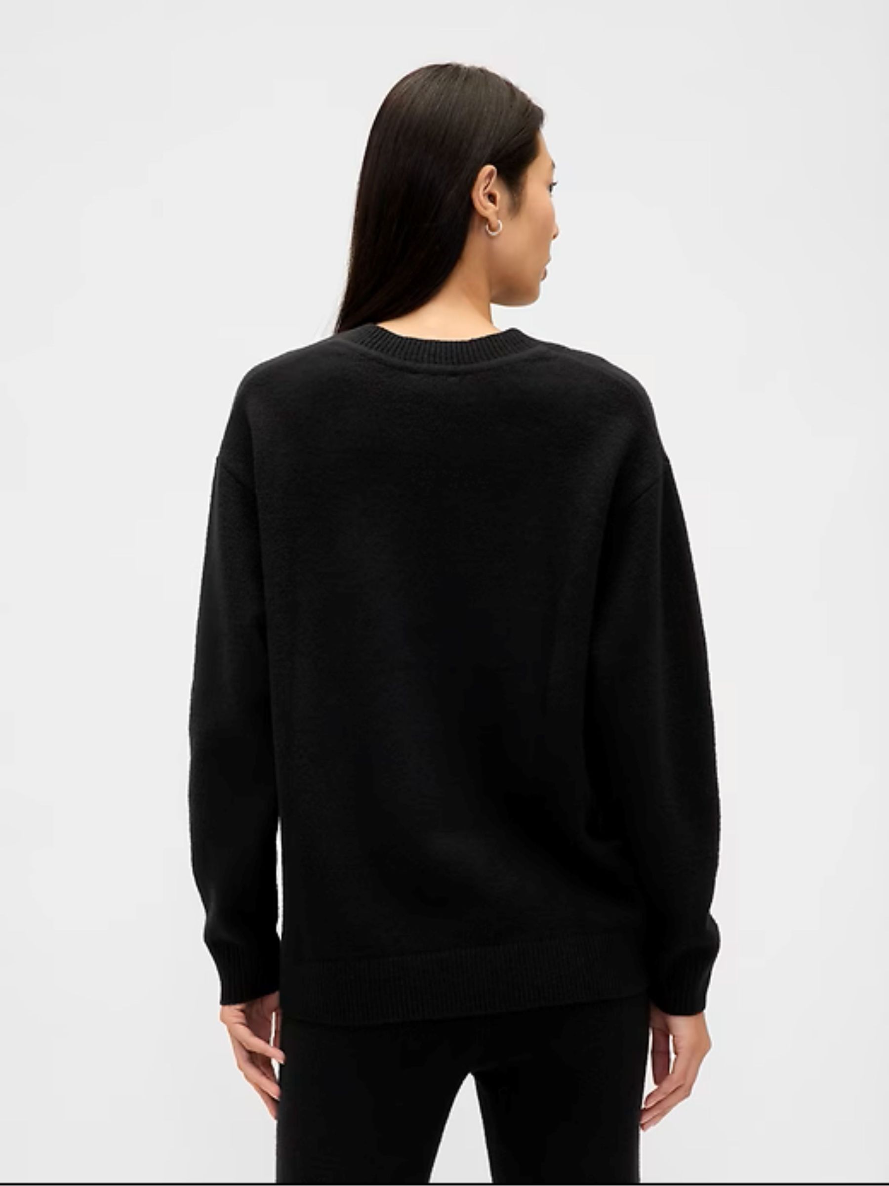 Black CashSoft Oversized V-Neck Jumper - Image 3 of 5