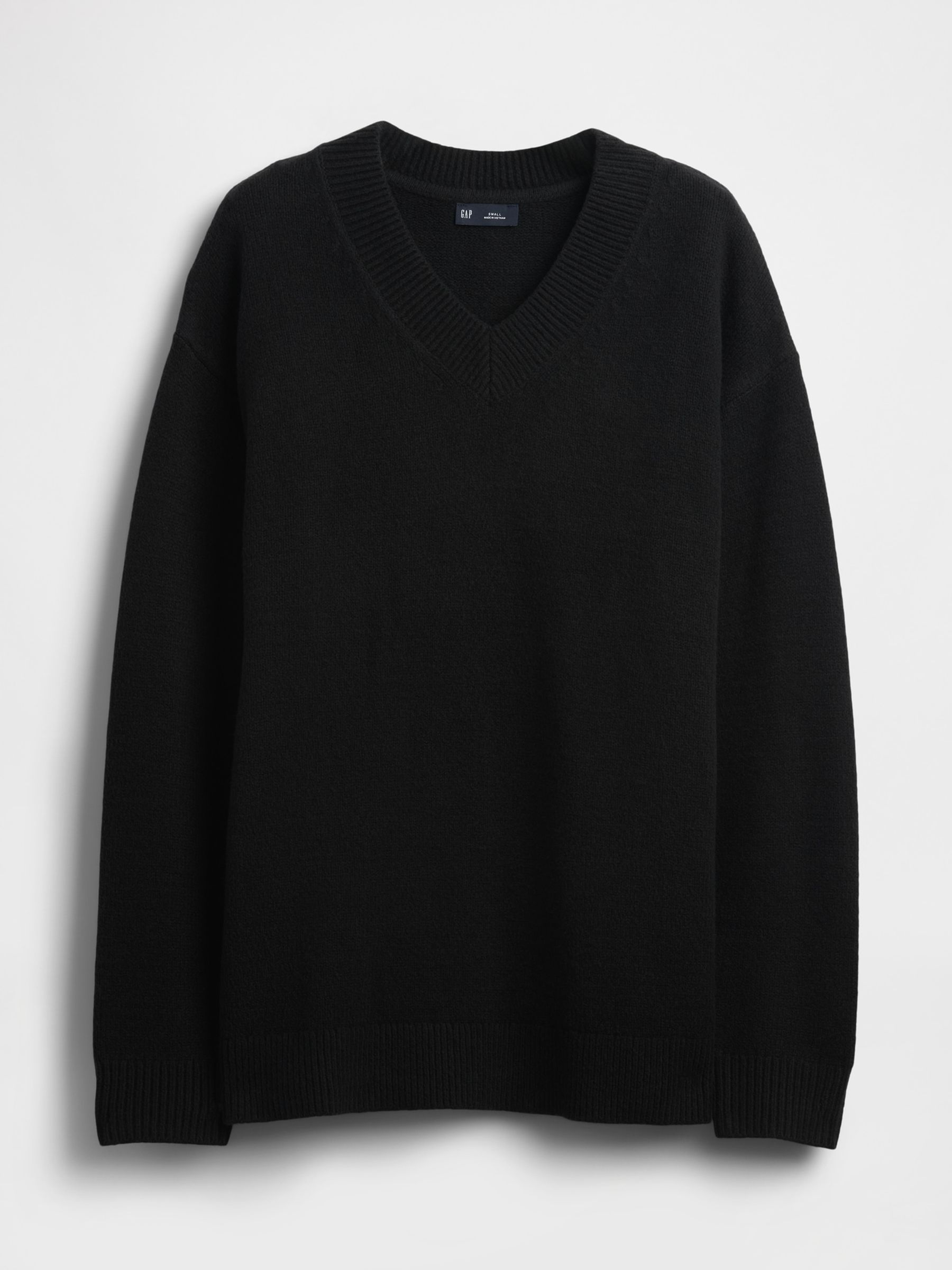 Black CashSoft Oversized V-Neck Jumper - Image 4 of 5