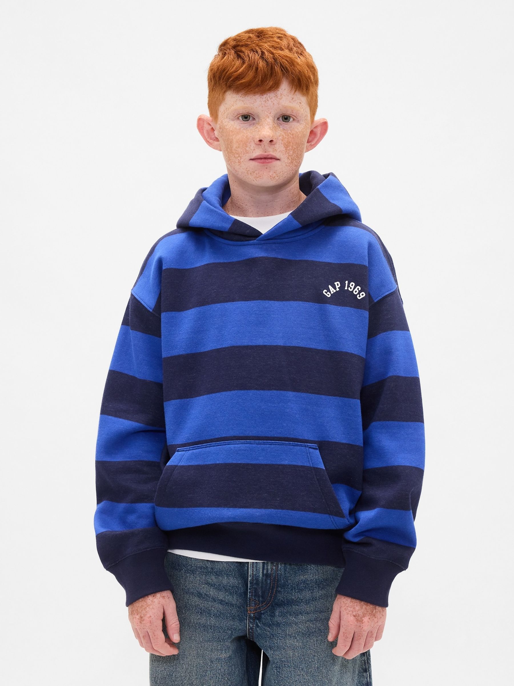 Blue Rugby Stripe Logo Hoodie (4-13yrs) - Image 1 of 5