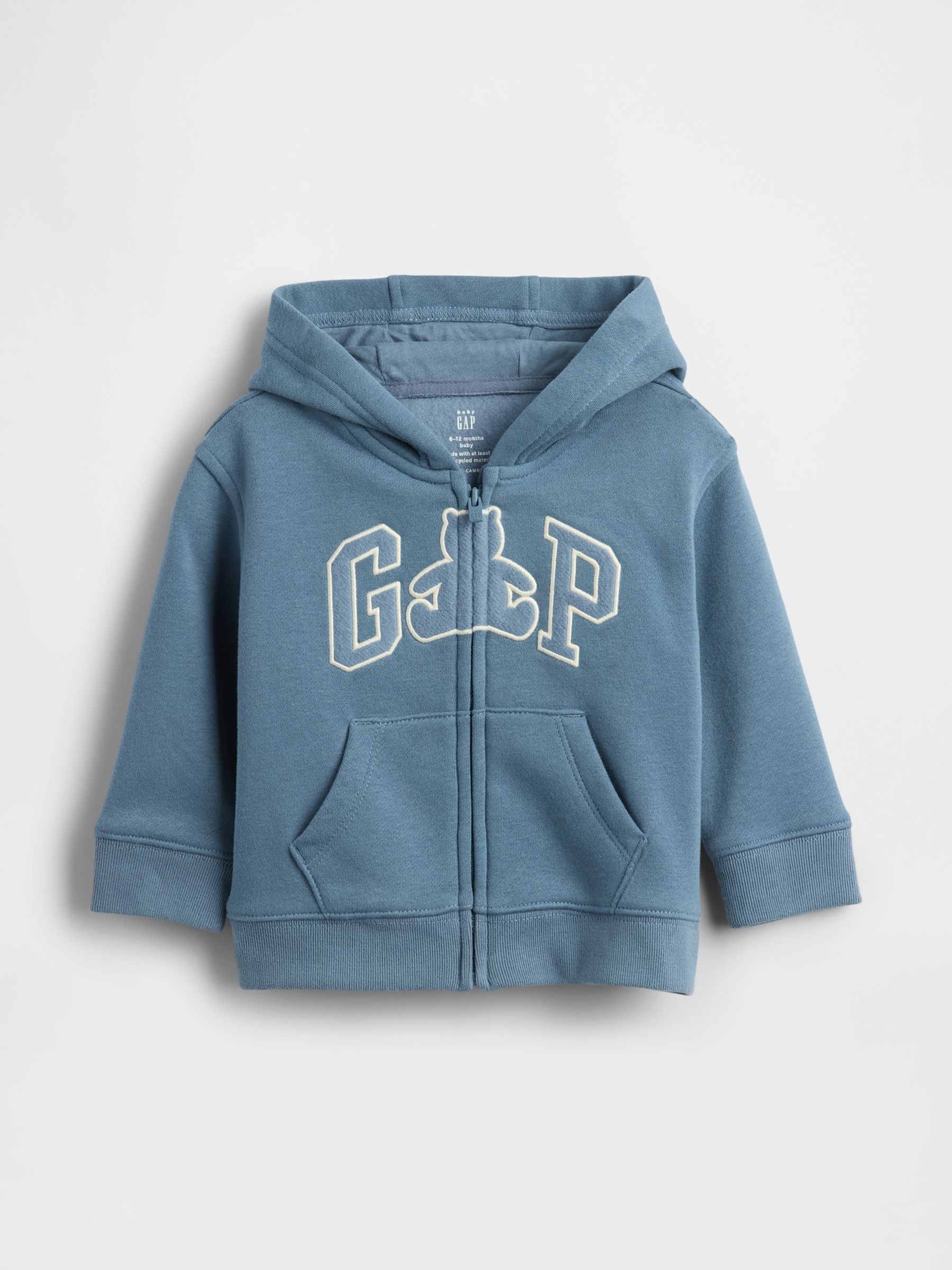 Blue Vintage Soft Bear Logo Zip Hoodie (Newborn-24mths) - Image 1 of 2