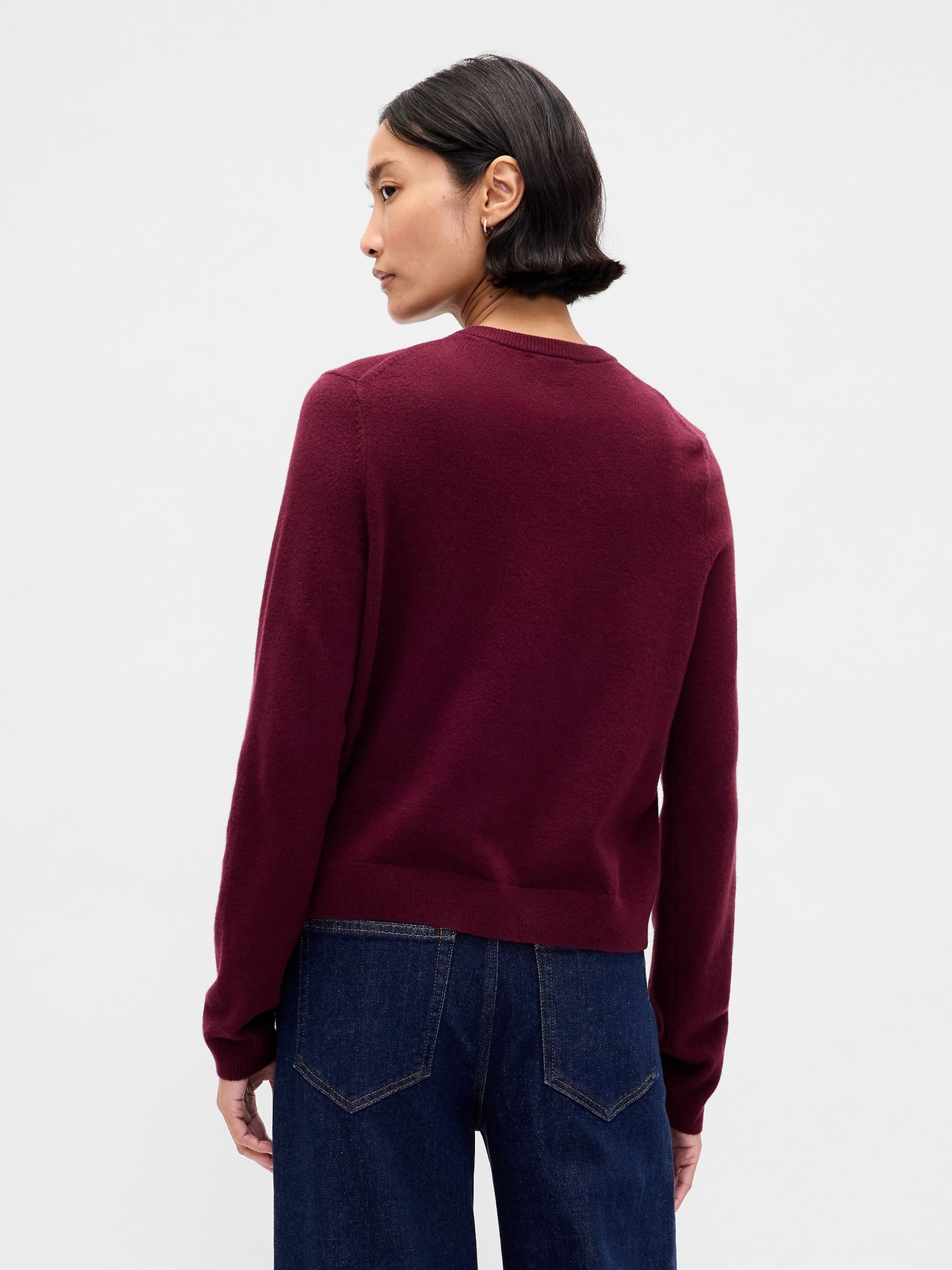Burgundy Red Soft Touch Crop Cardigan - Image 2 of 4