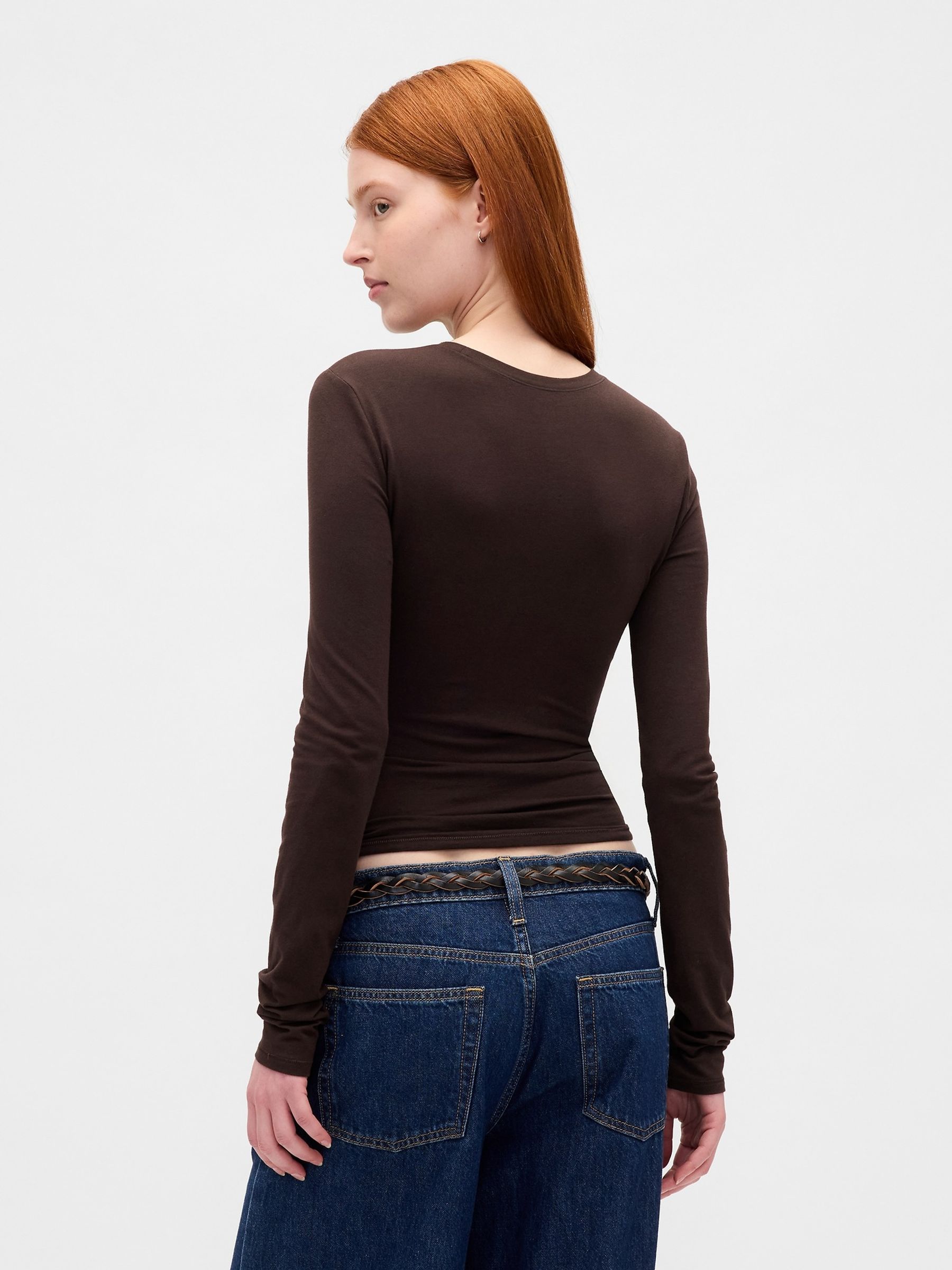 Dark Brown Close Knit Jersey T-Shirt - Image 2 of 3